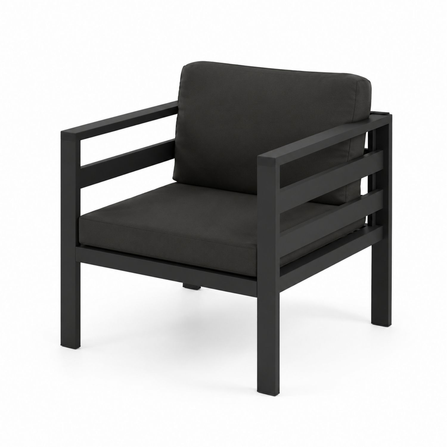 Silla de metal con cojines de poliéster Negro 70x70x80 cm