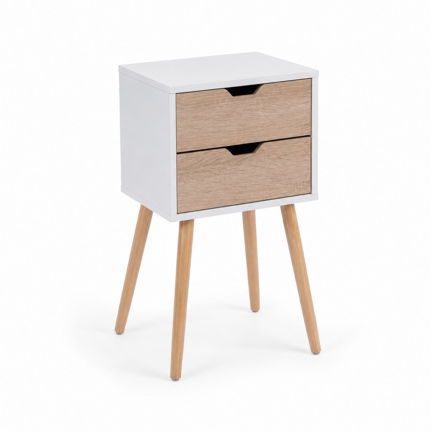 Mesita de noche MDF con patas de roble