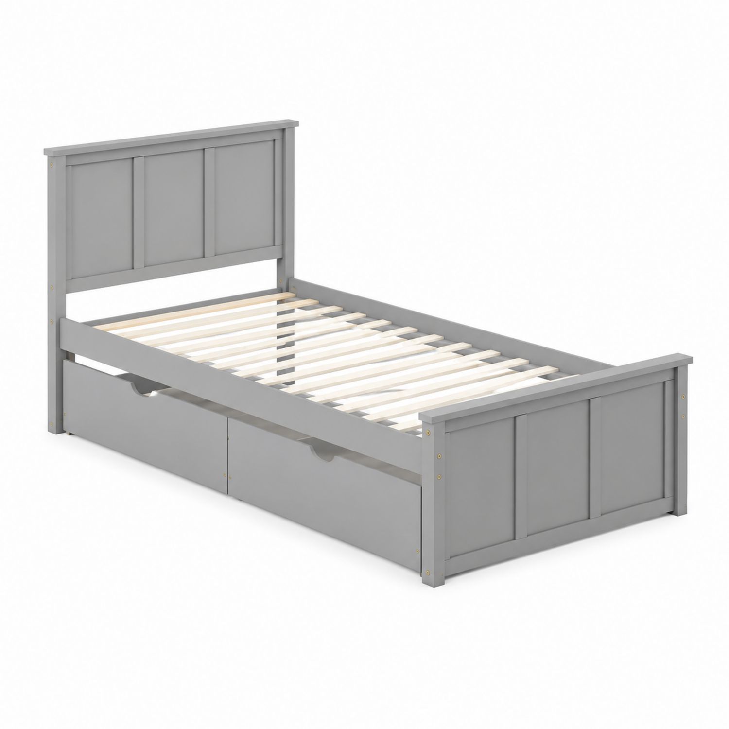 Cama individual con cajones gris 200x100 cm madera maciza