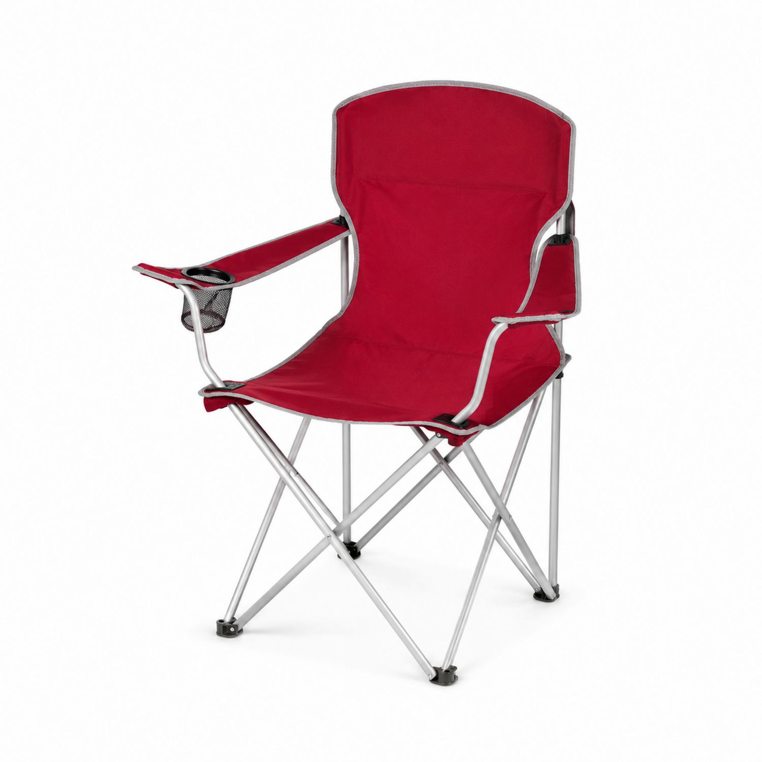 Silla plegable de metal y tela con portavasos Rojo