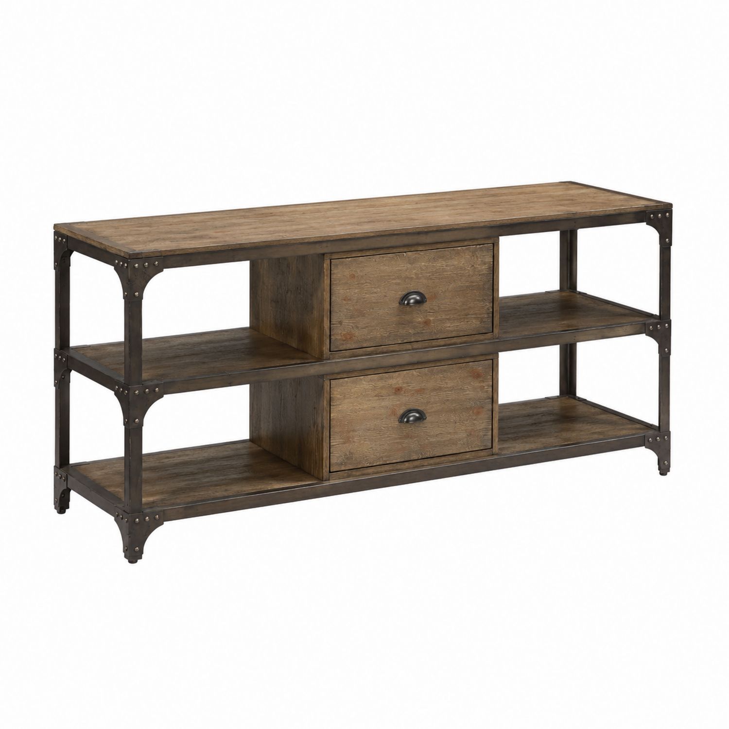 Mueble para TV de madera y metal negro, 120 cm