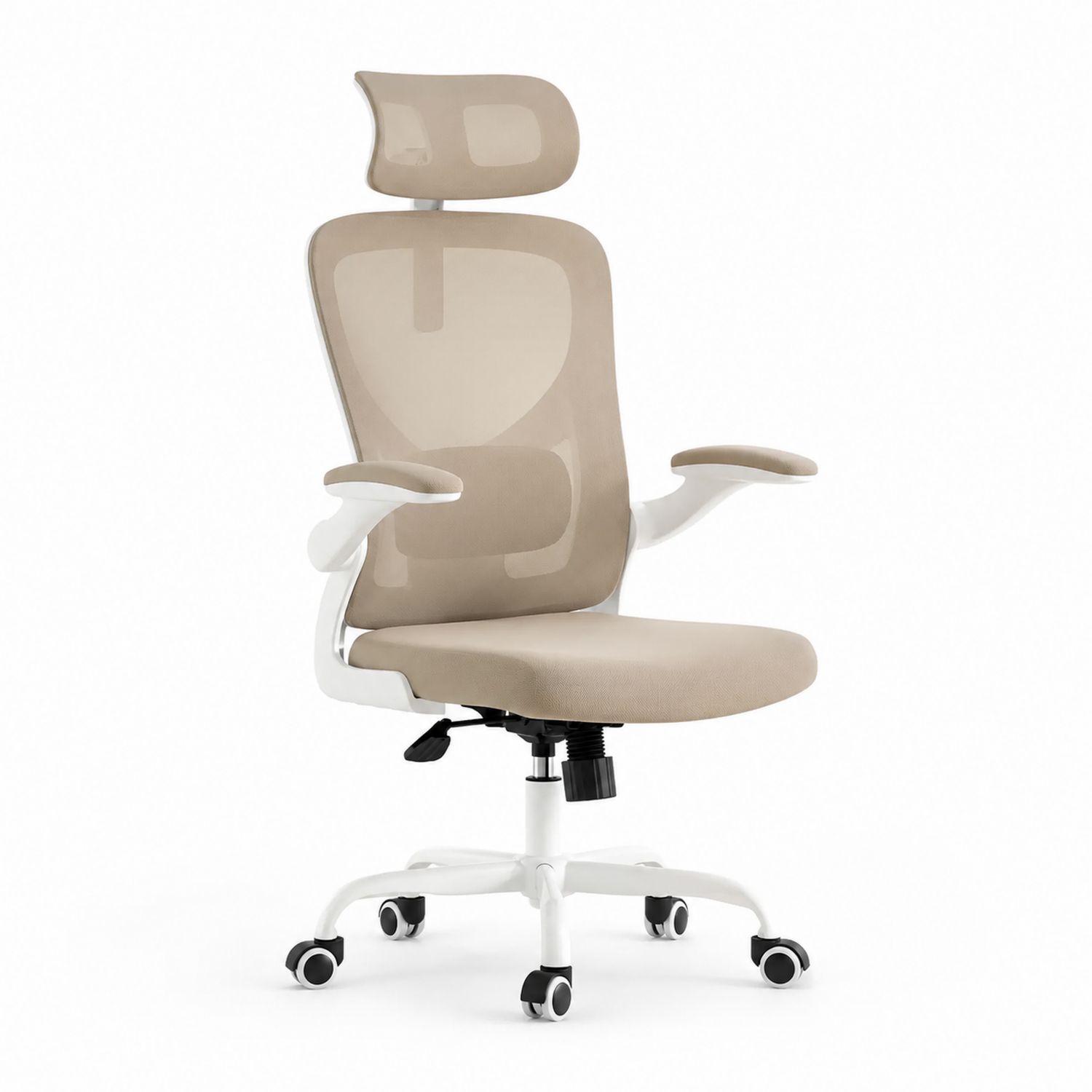 Silla de oficina ergonómica con estructura de plástico y malla Beige
