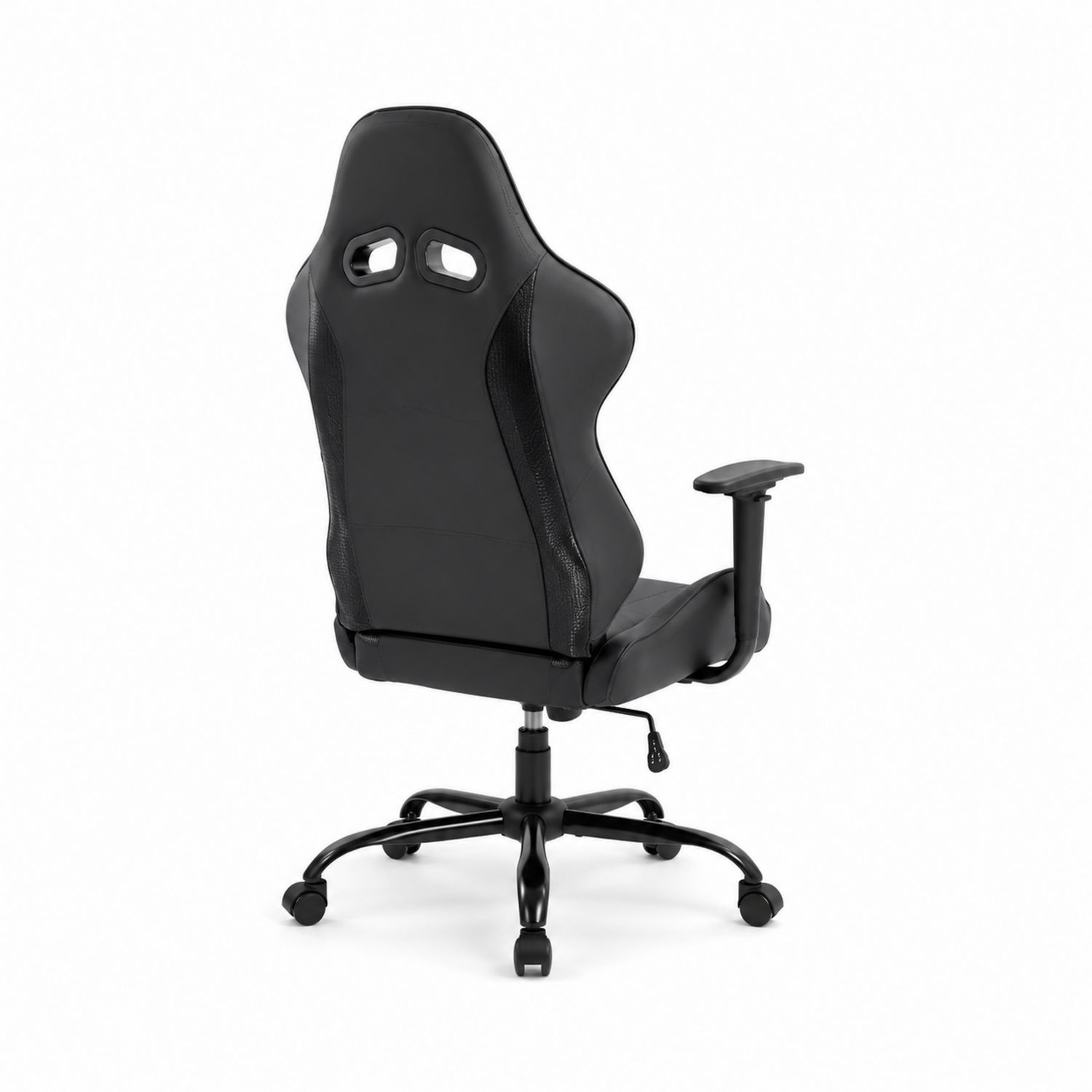Silla de oficina de cuero sintético negro con reposabrazos ajustables