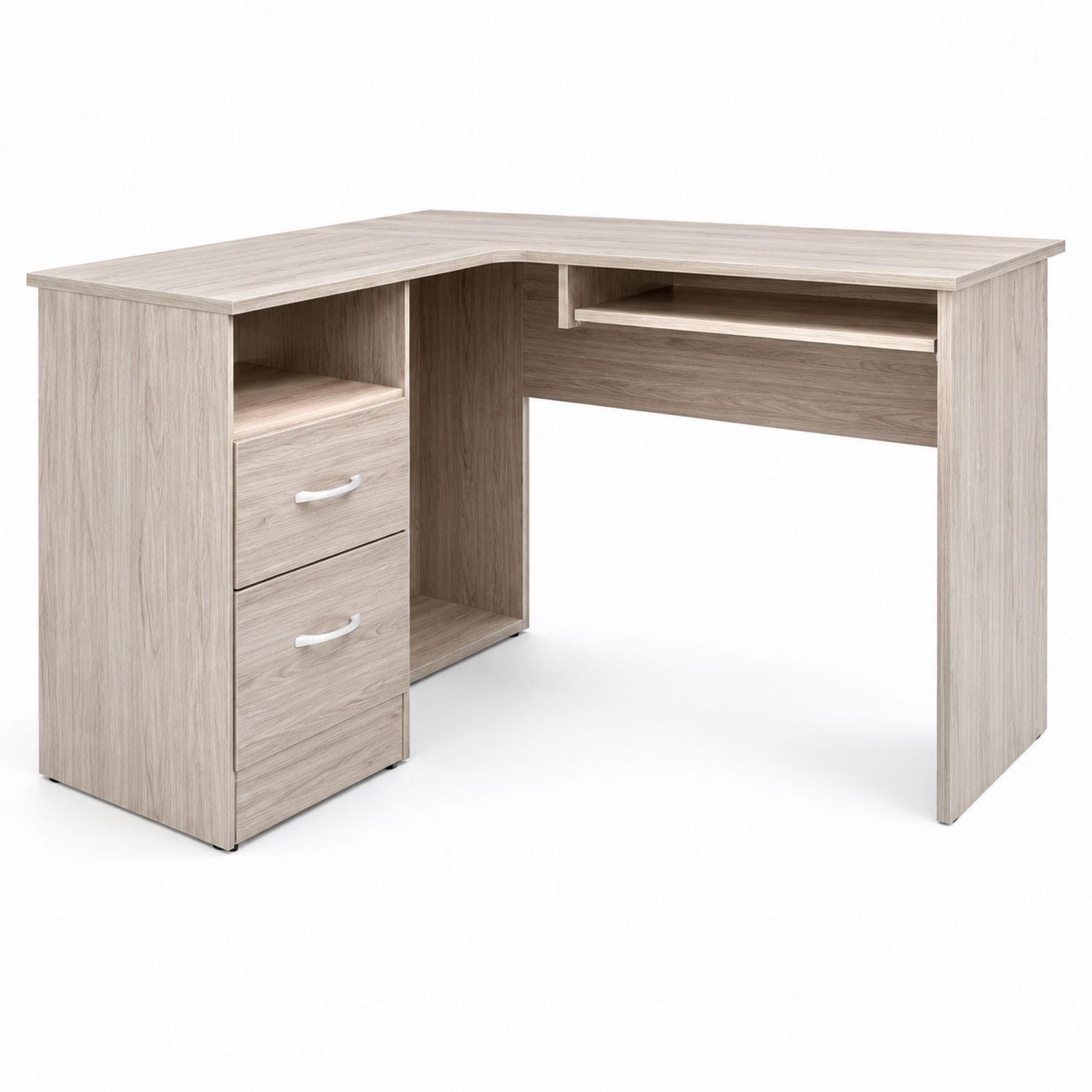 Escritorio en L de Madera con Cajones y Estante 145x81x95 cm