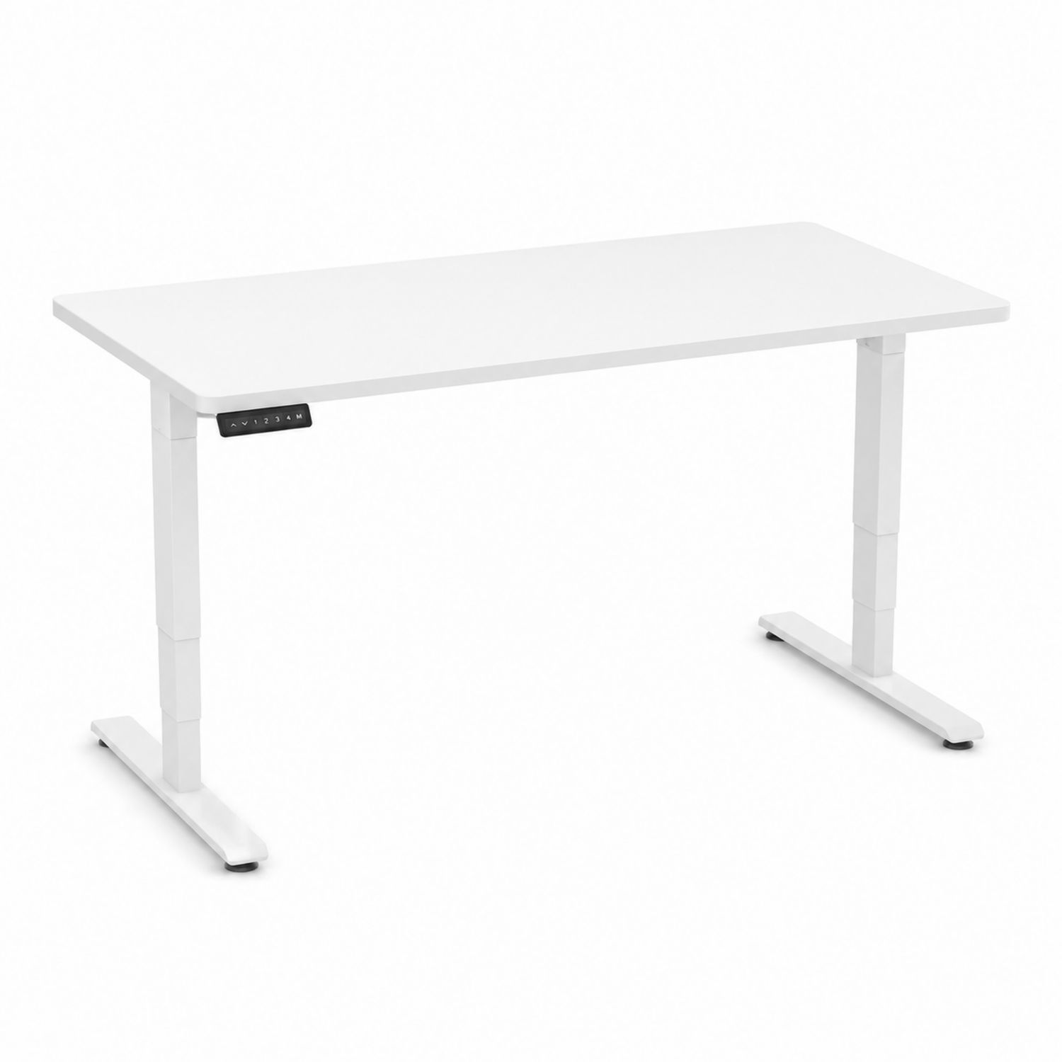 Escritorio ajustable en altura de acero y MDF blanco