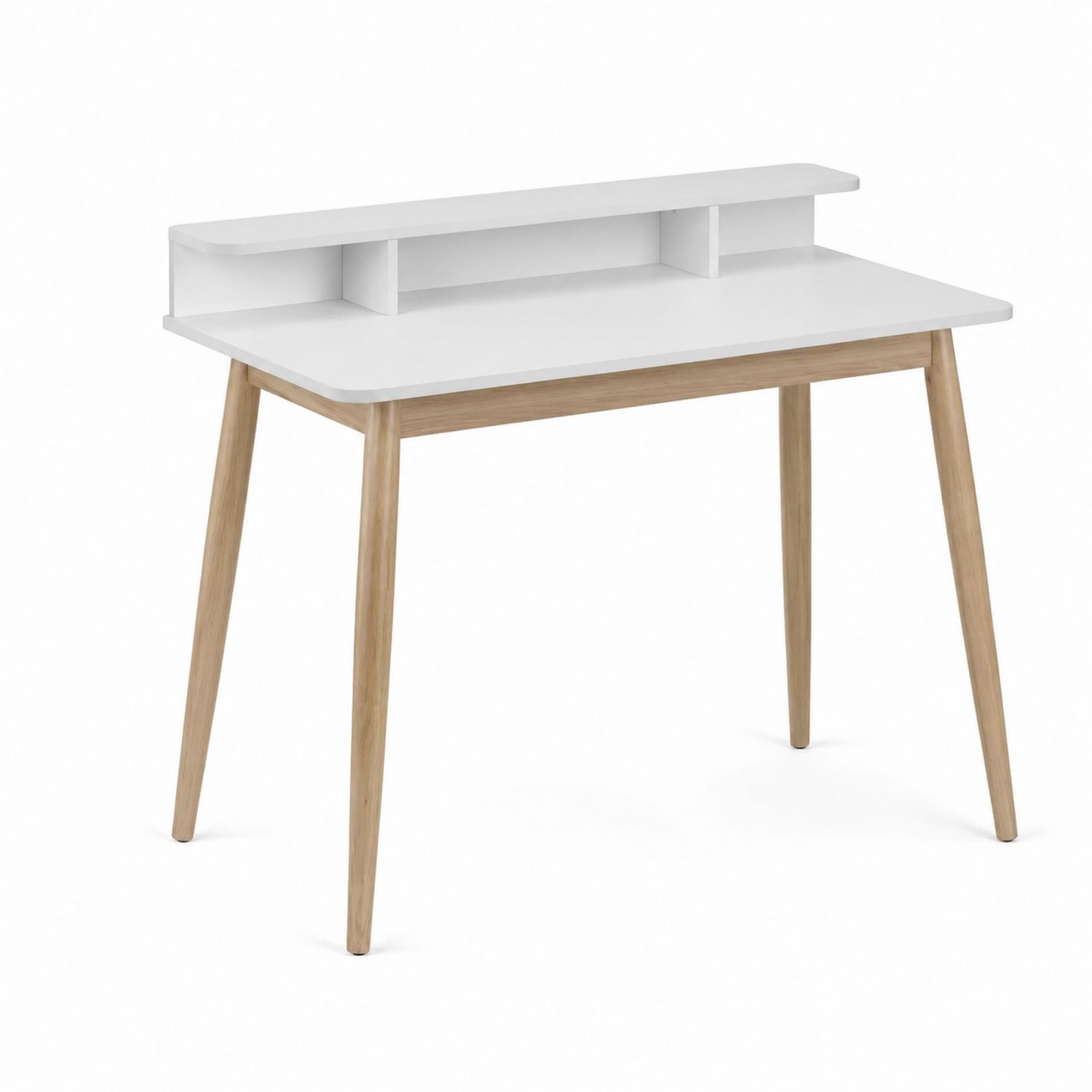 Escritorio de MDF Blanco con Patas de Madera