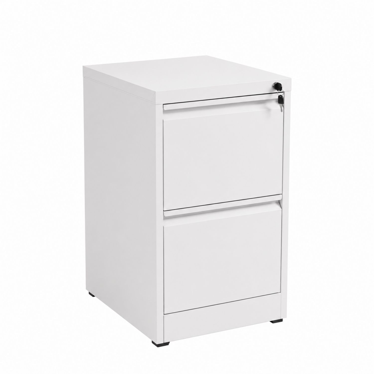 Archivador metálico de acero con cerradura y 2 cajones Blanco