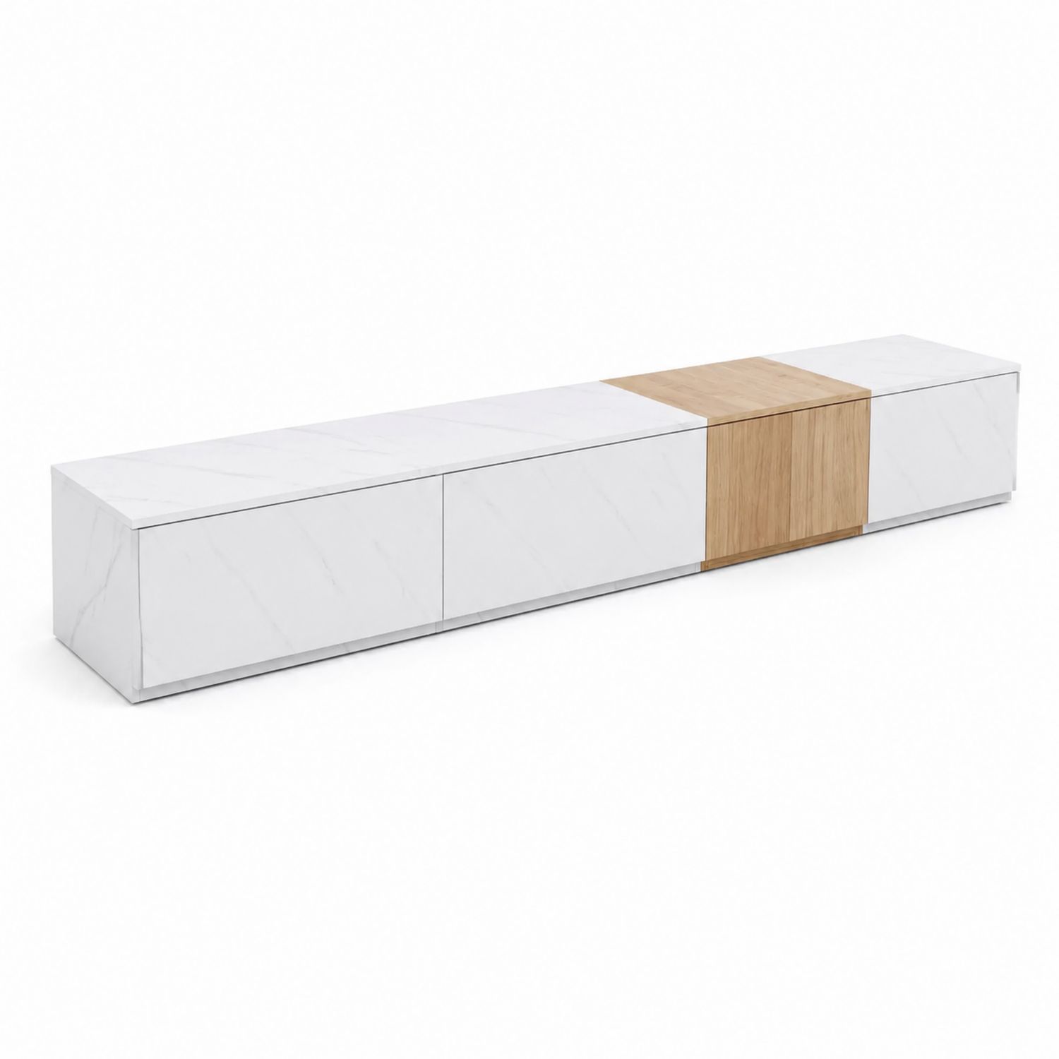 Mueble para TV de Mármol y Madera Blanco 180x40x30 cm