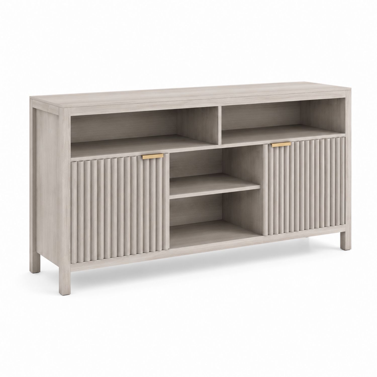 Aparador de Madera de Abedul con Puertas Correderas Gris Claro