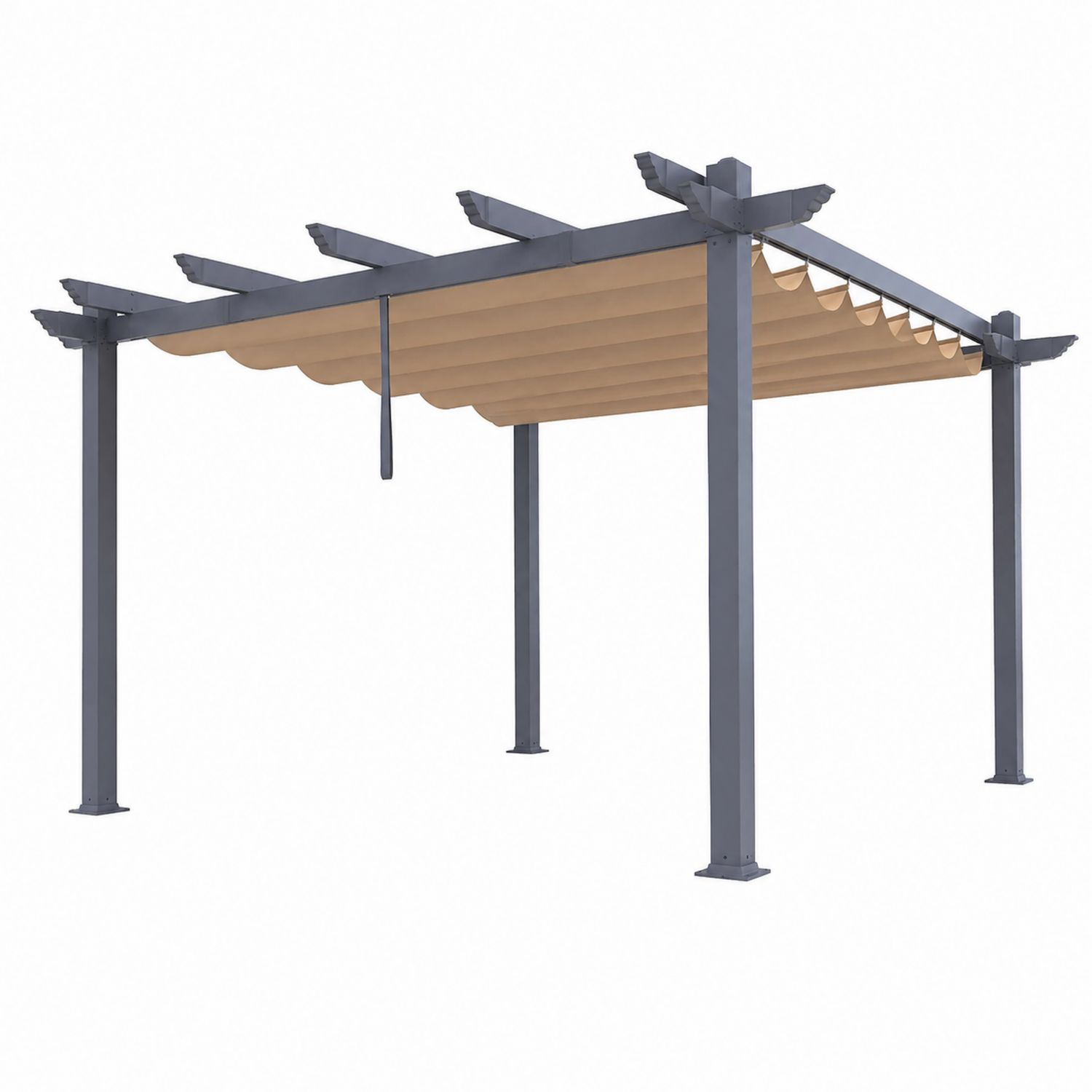 Pérgola de Metal con Techo Retráctil Beige/Gris 3x3 m