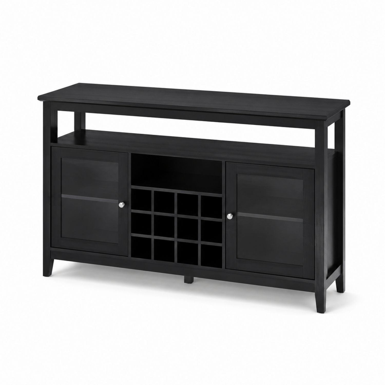 Aparador de Madera Negro con Compartimentos para Vino