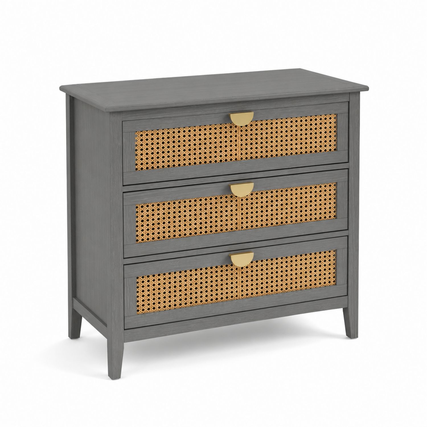 Cajonera de Madera y Ratán con 3 Cajones Gris