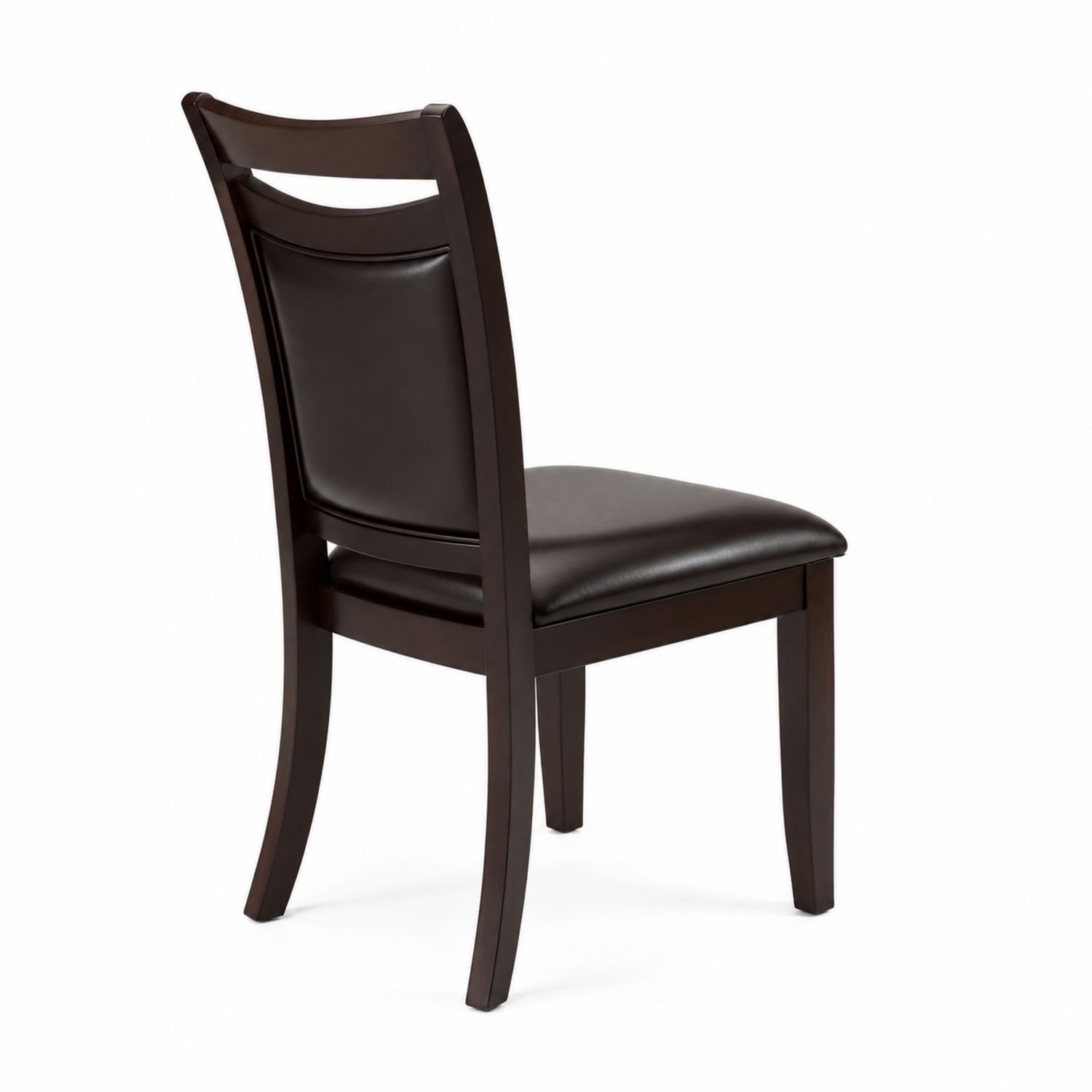 Silla de madera y cuero sintético marrón