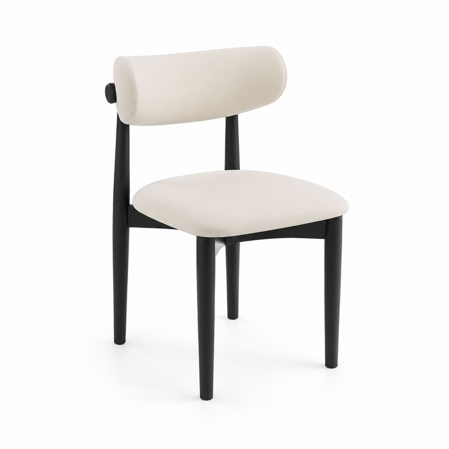 Silla de comedor con estructura de madera y tapizado crema