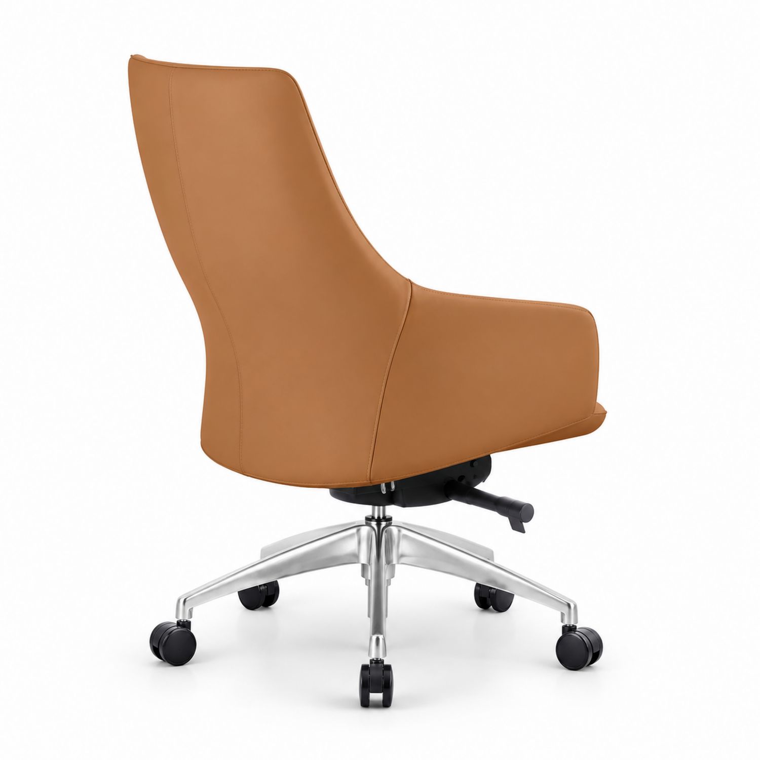 Silla de Oficina de Cuero Sintético Marrón con Base Metálica