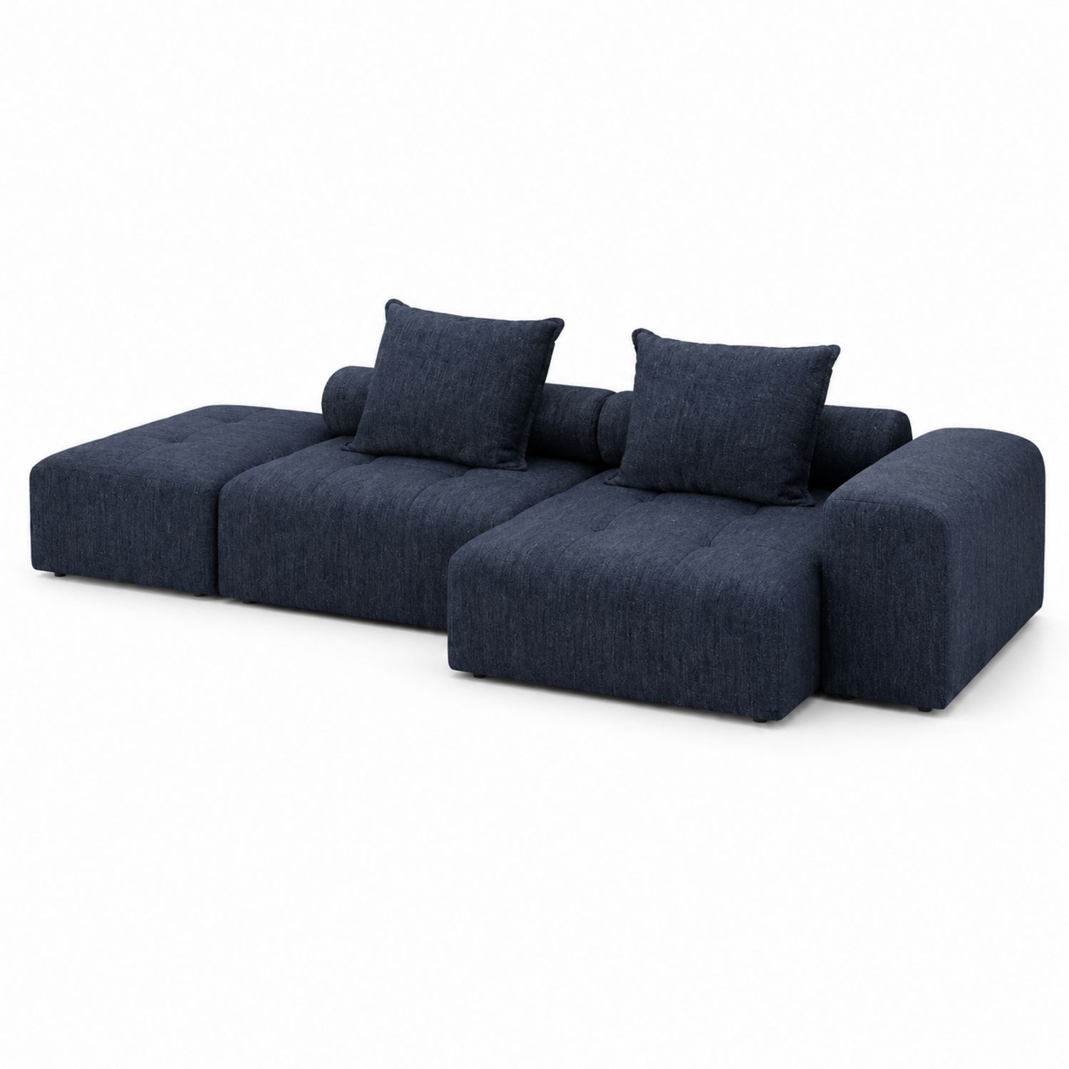 Sofá modular de poliéster azul con cojines