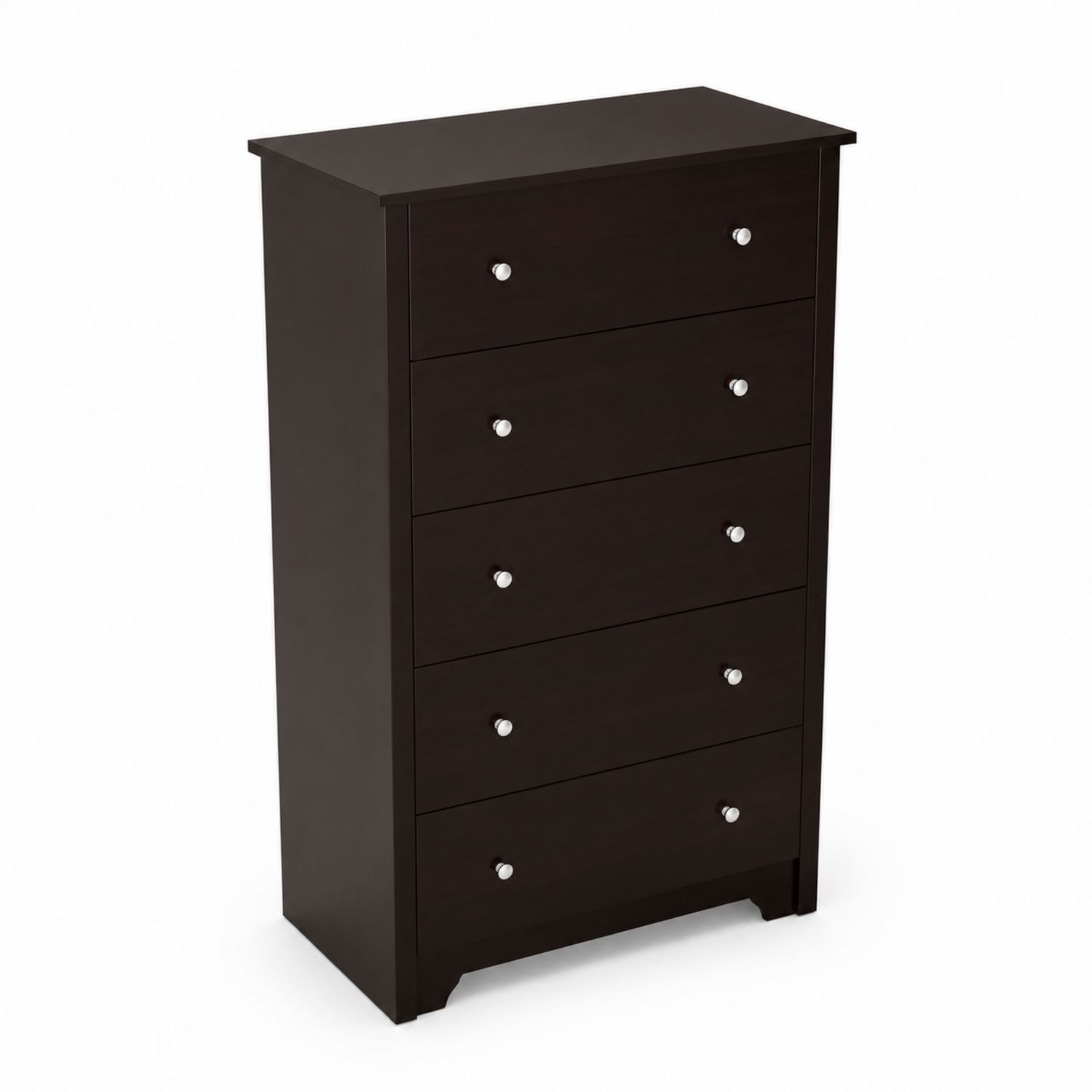 Cómoda alta de madera MDF con 5 cajones color Wengué
