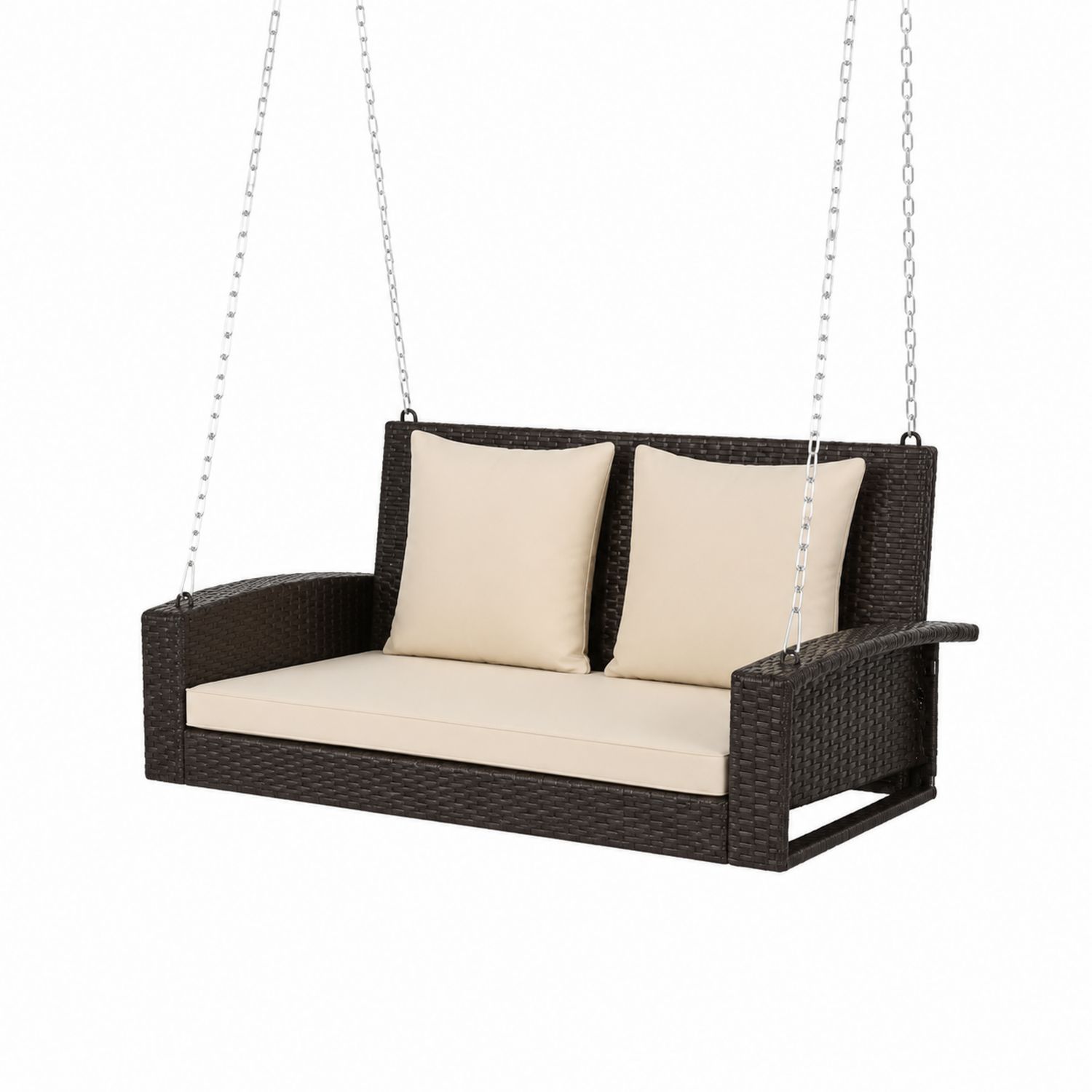 Columpio colgante de ratán sintético con cojines beige