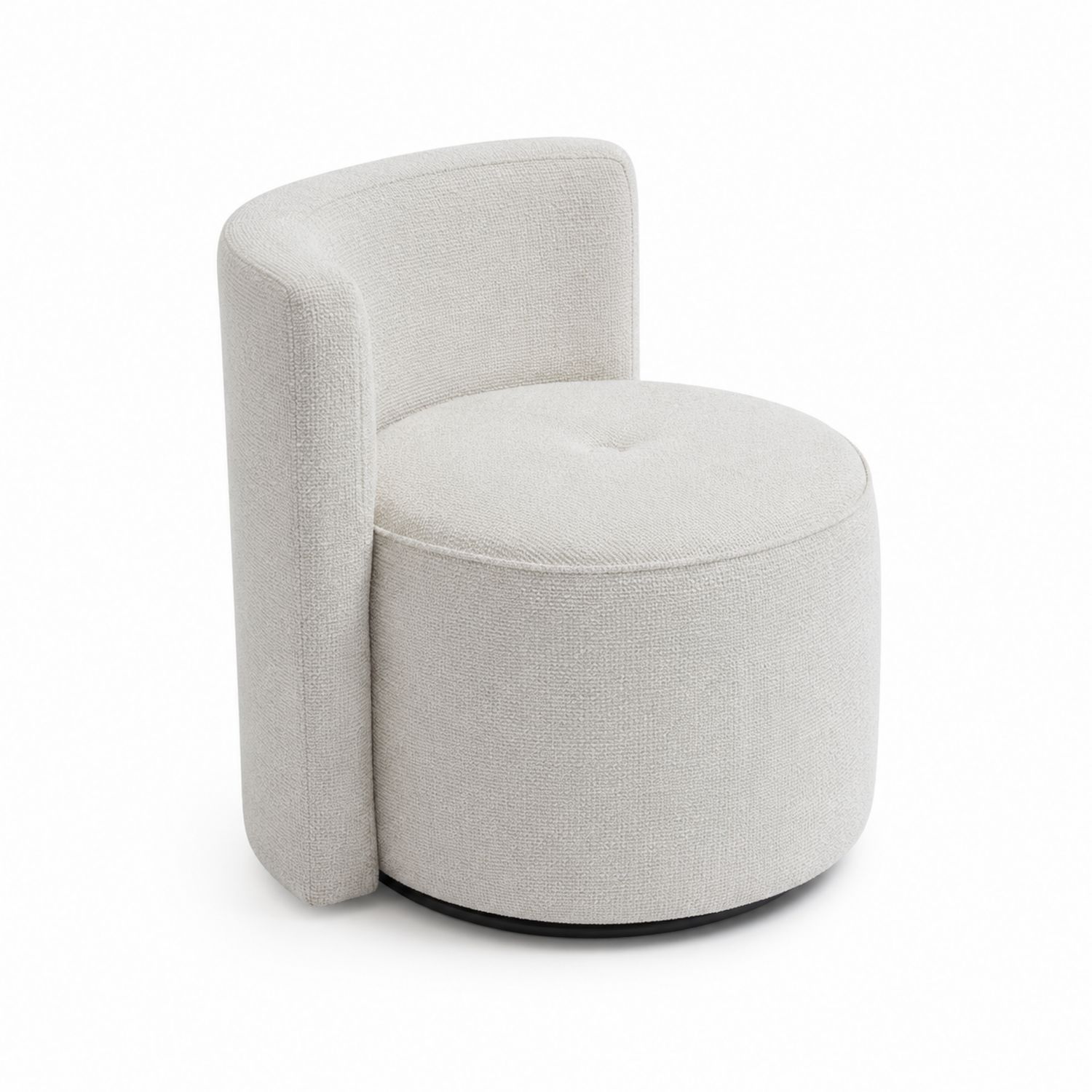 Silla redonda tapizada de tela Beige 60x60x75 cm