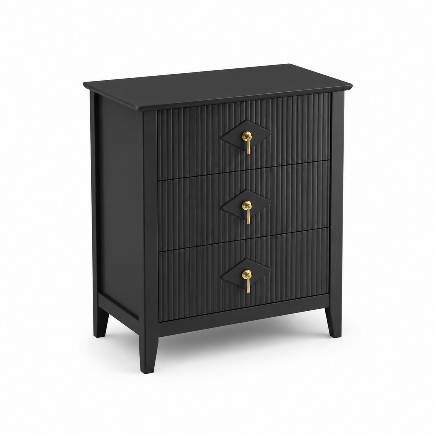 Cajonera Negra de Madera con 3 Cajones