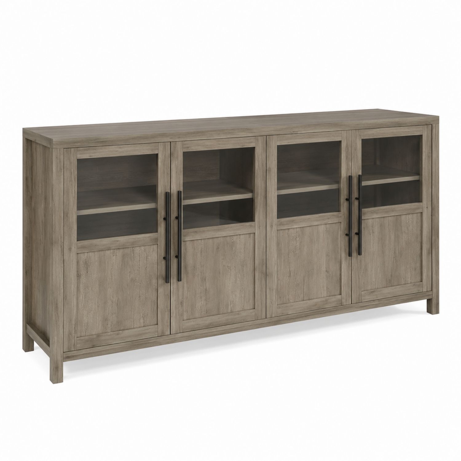 Aparador de Madera de Roble con Puertas de Vidrio Templado