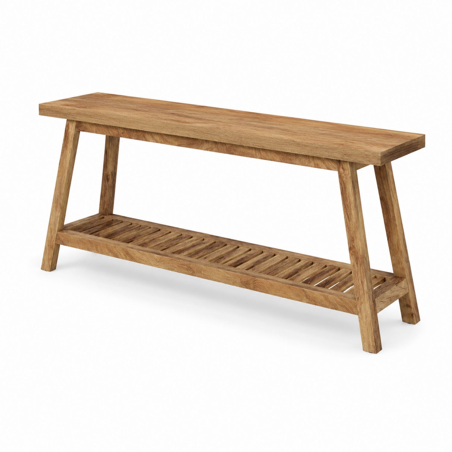 Mesa consola de madera de roble con estante 120x35x75 cm