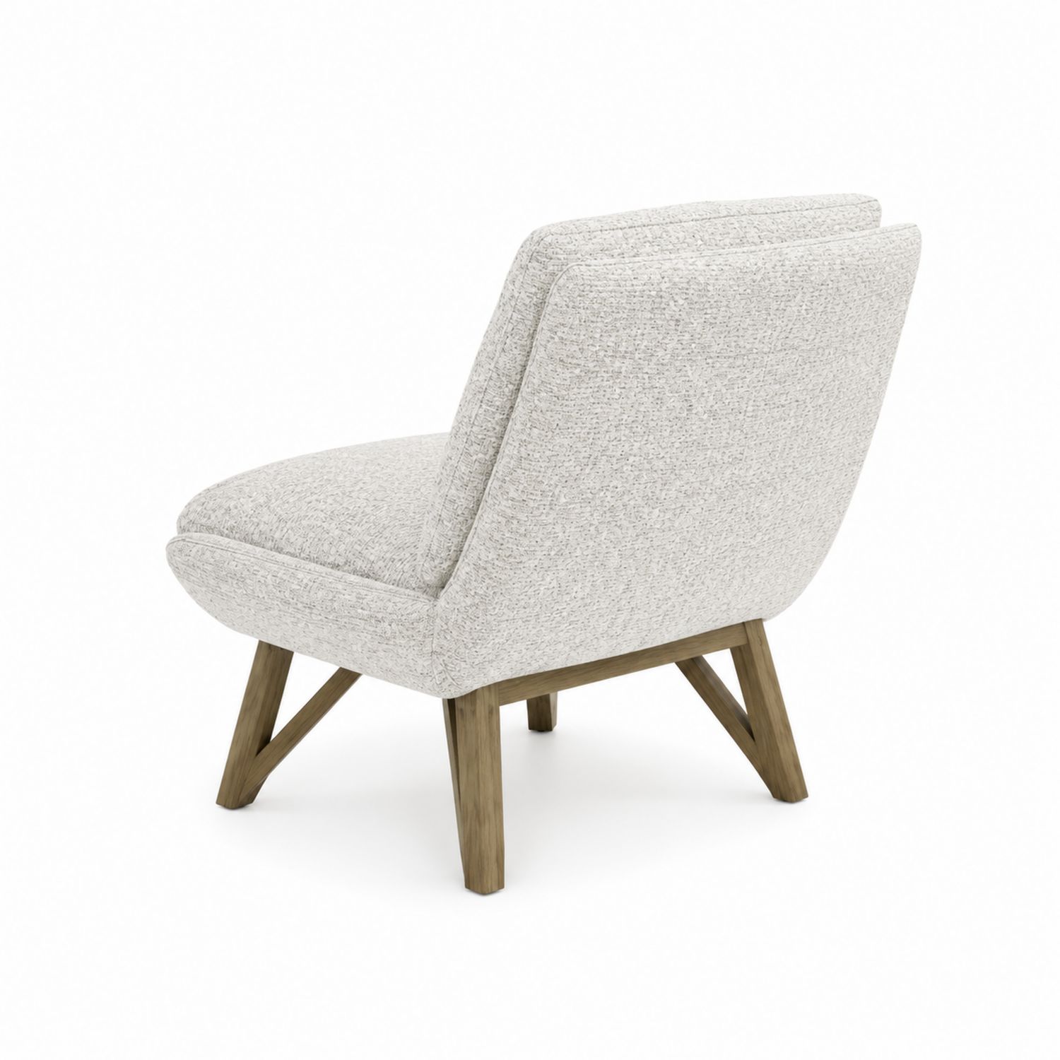 Silla Tapizada en Tela Beige con Patas de Madera