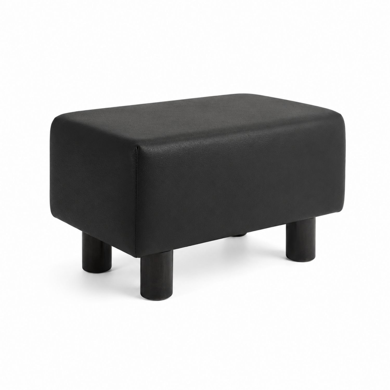 Repose-pieds rectangulaire en cuir synthétique Noir