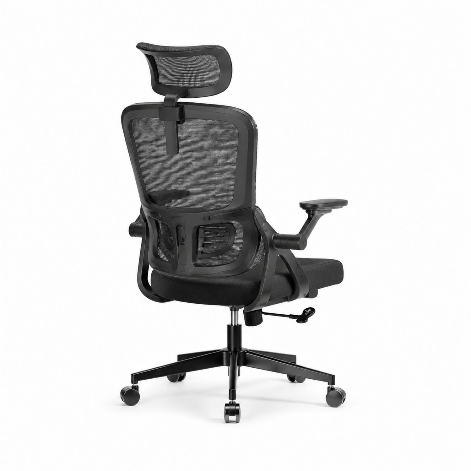 Chaise de bureau en maille avec accoudoirs réglables, Noir