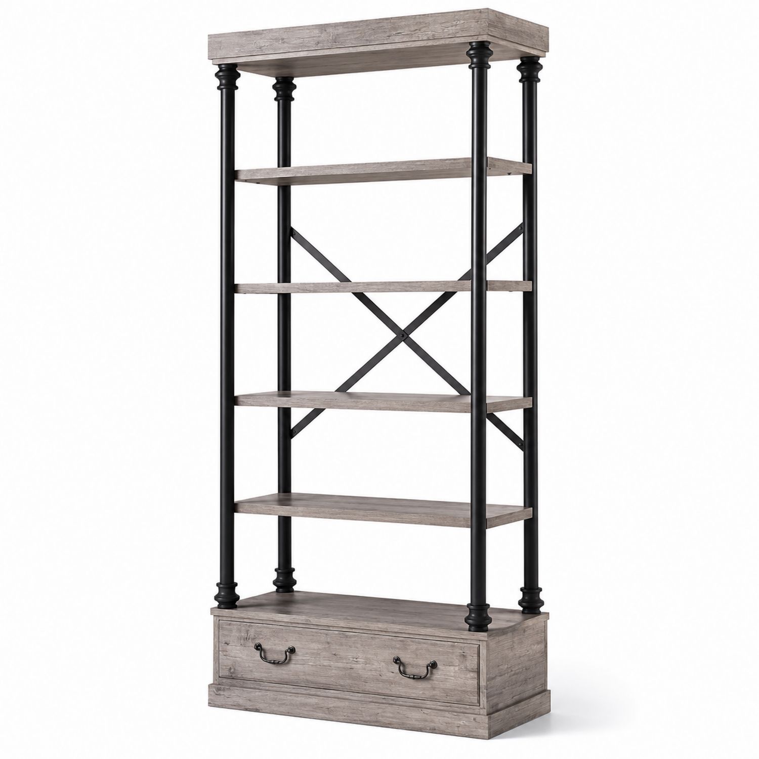 Étagère en bois et métal avec tiroir 180x90x40 cm