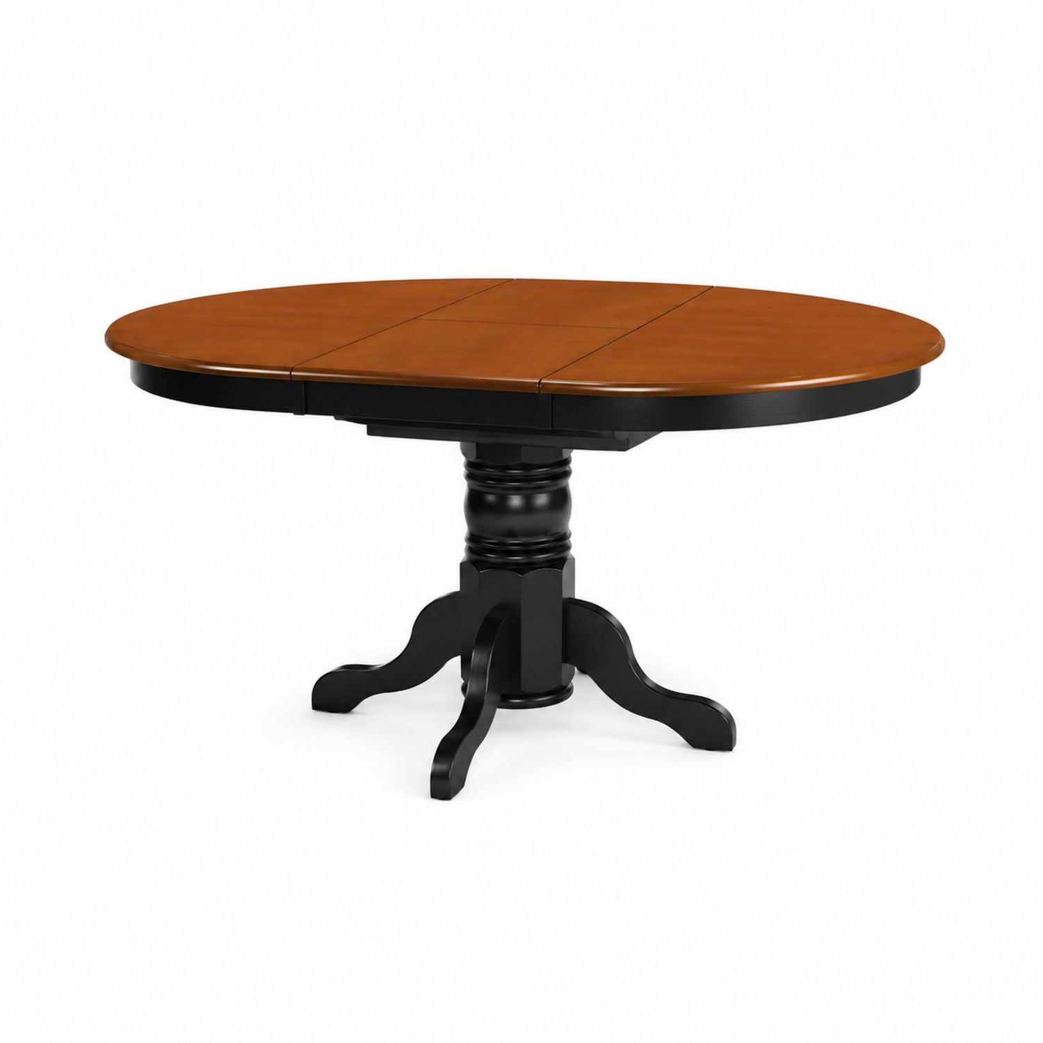 Table à manger ronde extensible en bois Chêne et Noir 120-160 cm