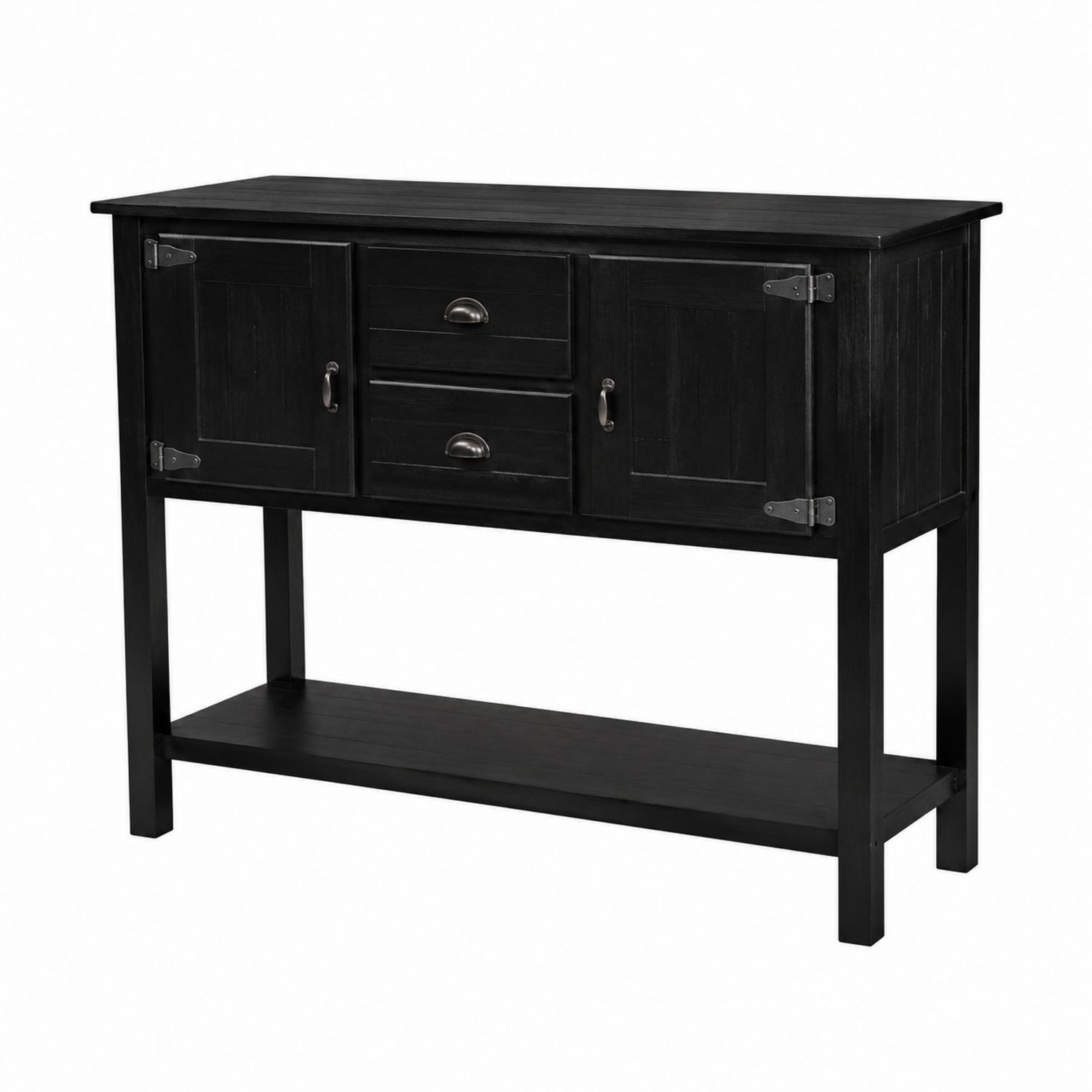 Buffet noir en bois avec étagères 120x40x90cm