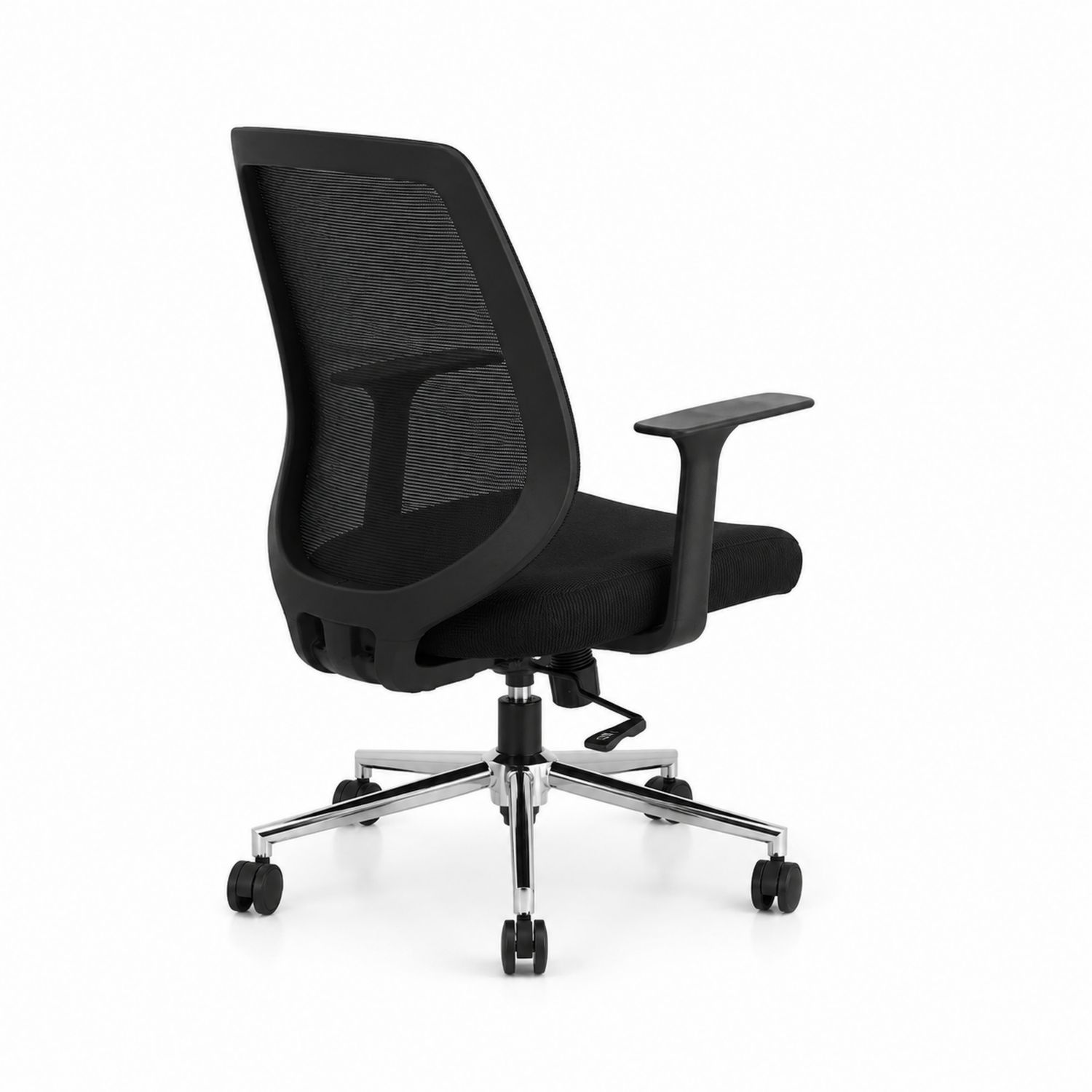 Chaise de bureau en métal et résille noire avec accoudoirs