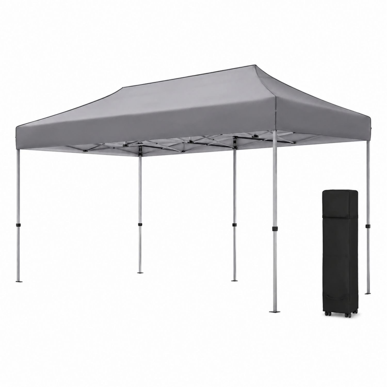 Tonnelle pliante en acier gris avec sac de transport 3x6m
