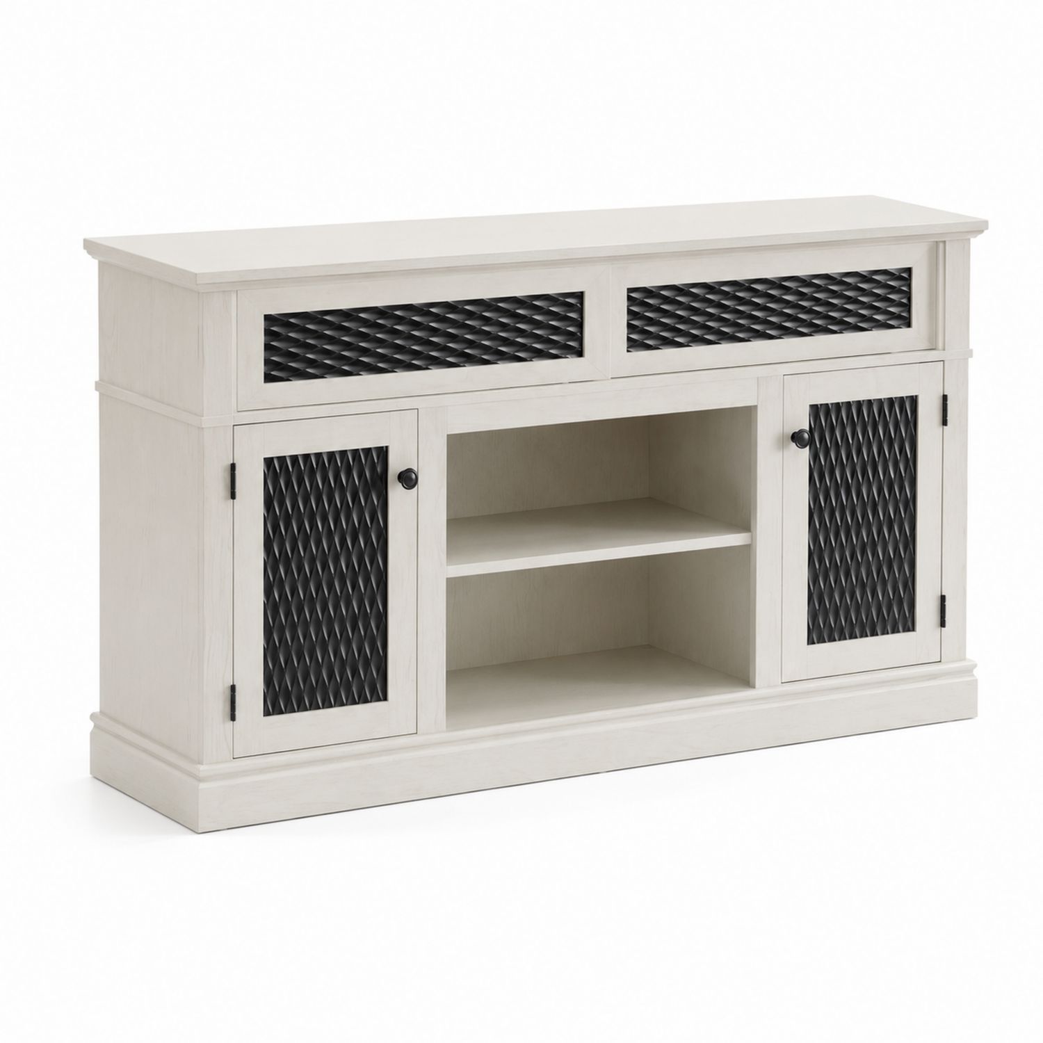 Meuble TV en Bois MDF et Métal Noir 150x40x85 cm