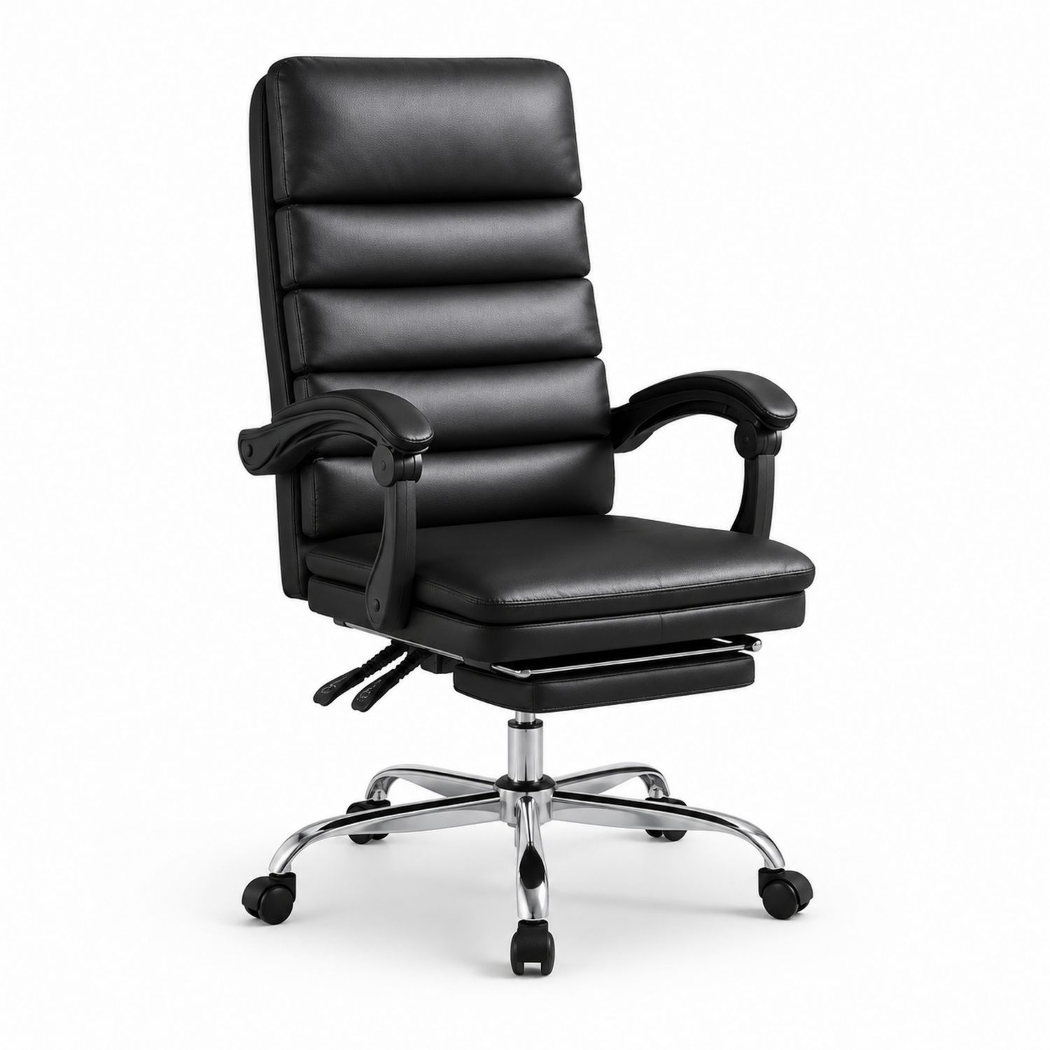 Chaise de bureau réglable pivotante en PU noir