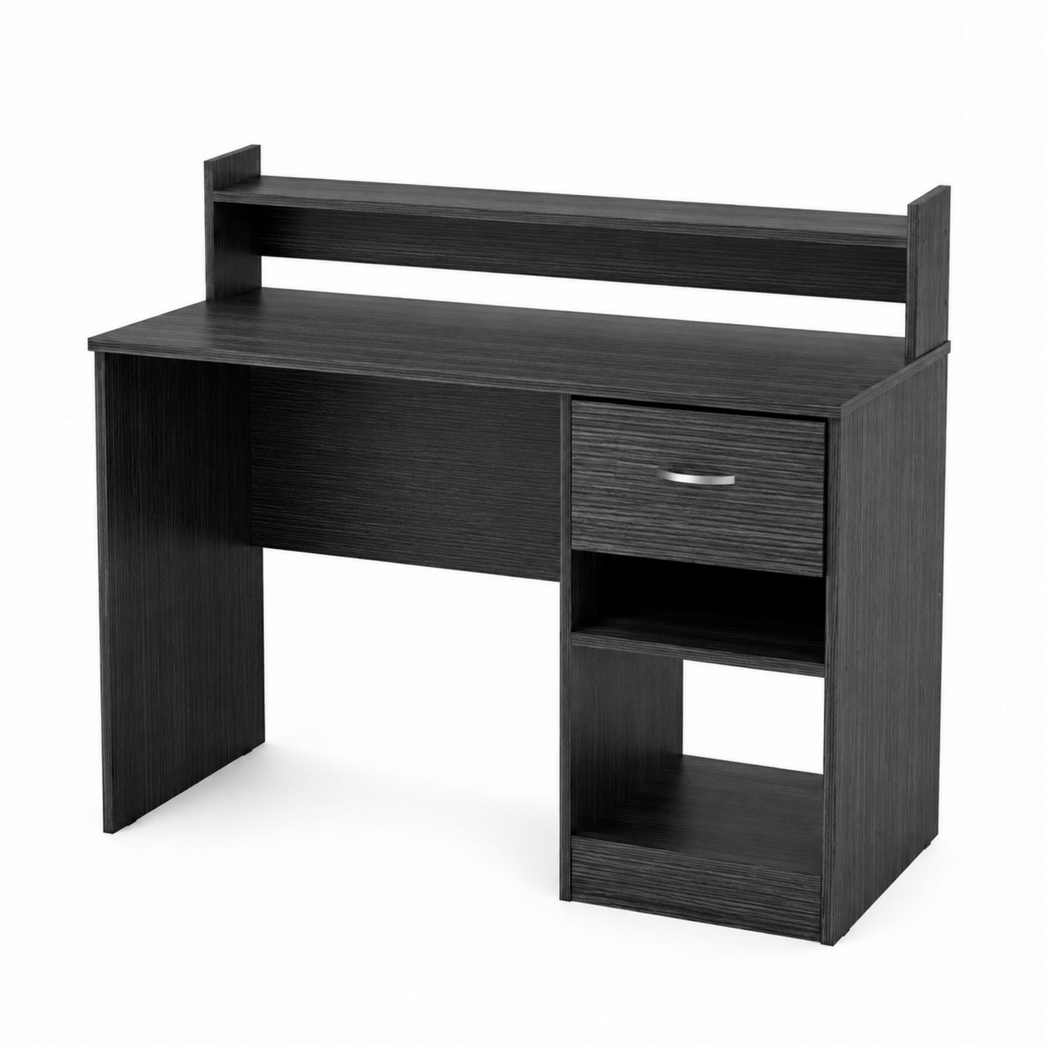 Bureau en bois MDF noir avec étagère et tiroir