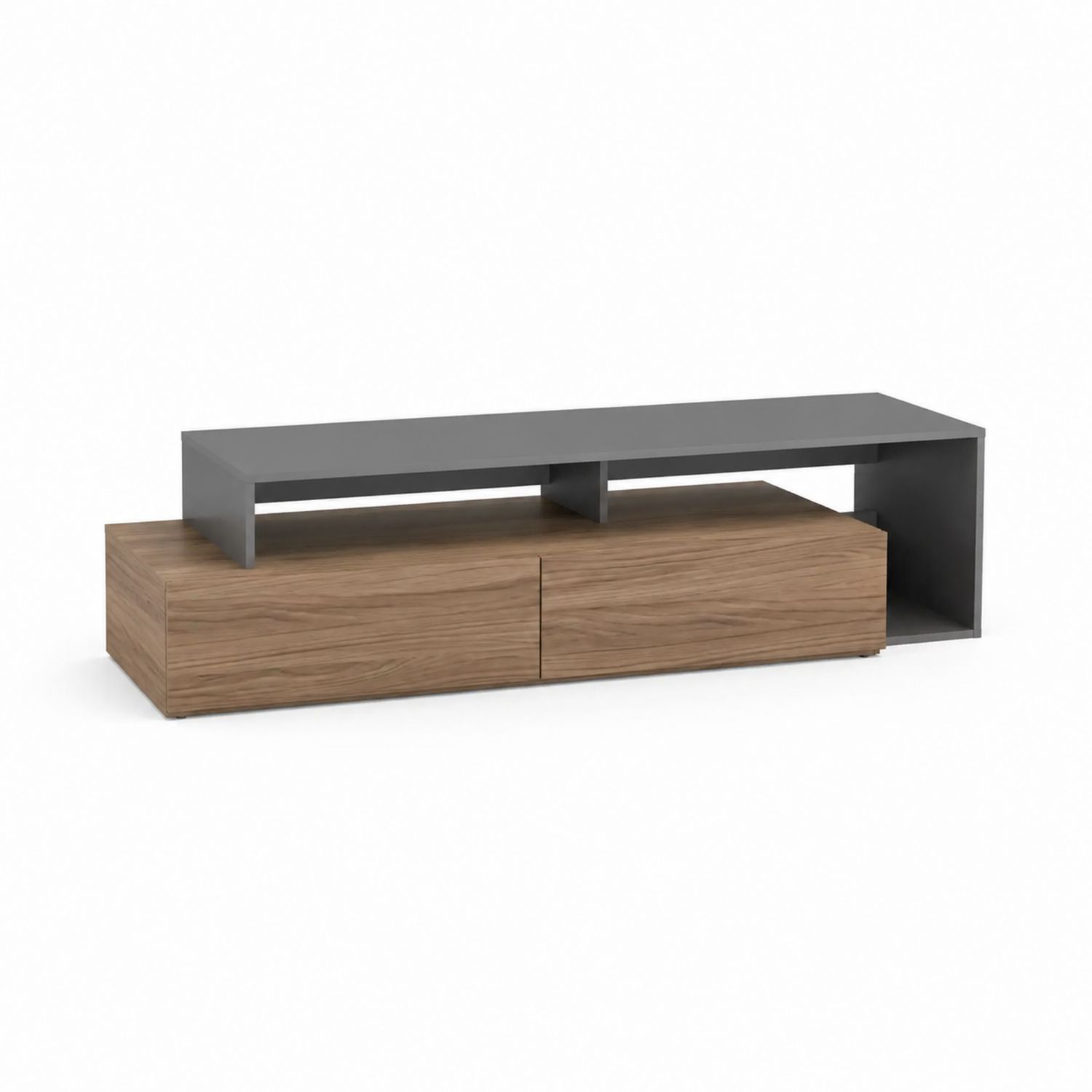 Meuble TV en bois et métal gris 160 cm
