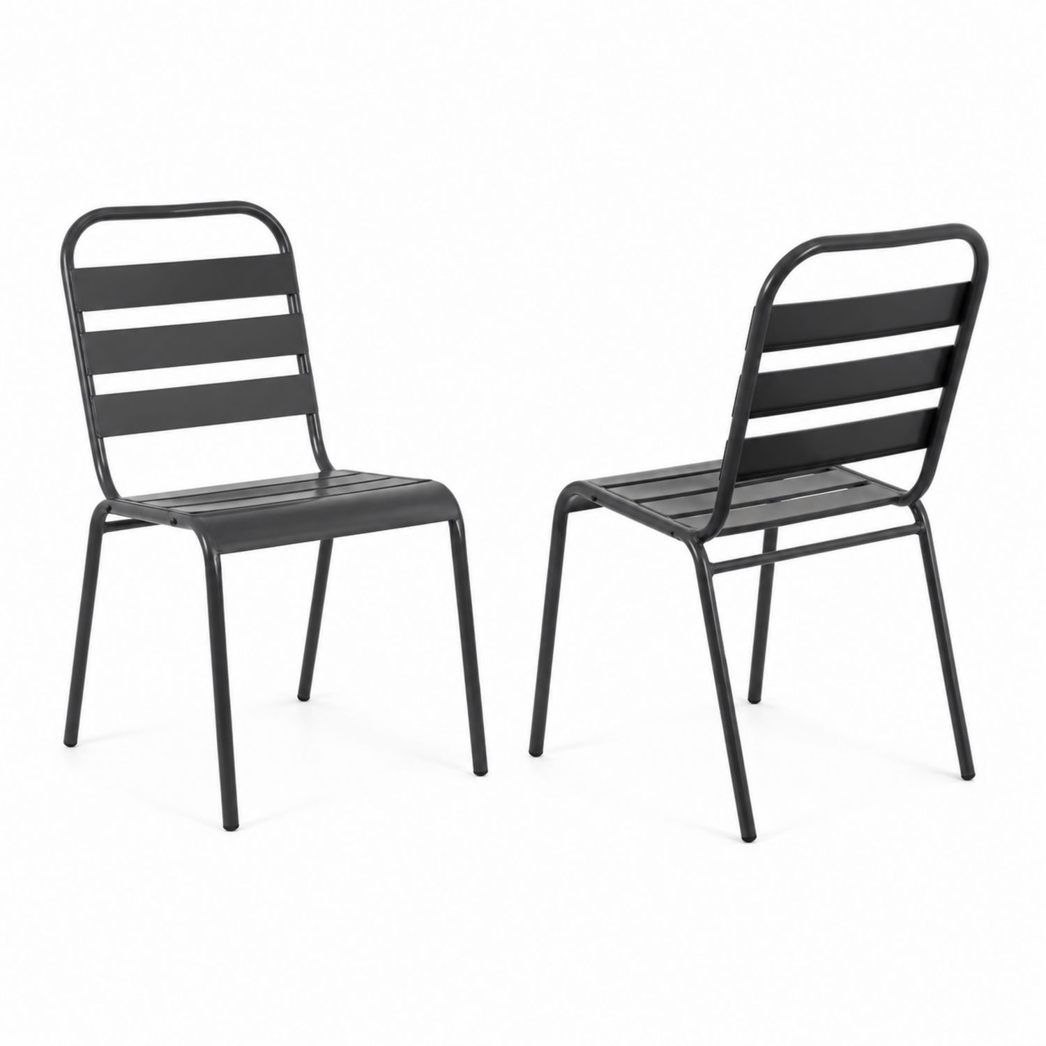 Lot de 2 chaises d'extérieur en métal Noir