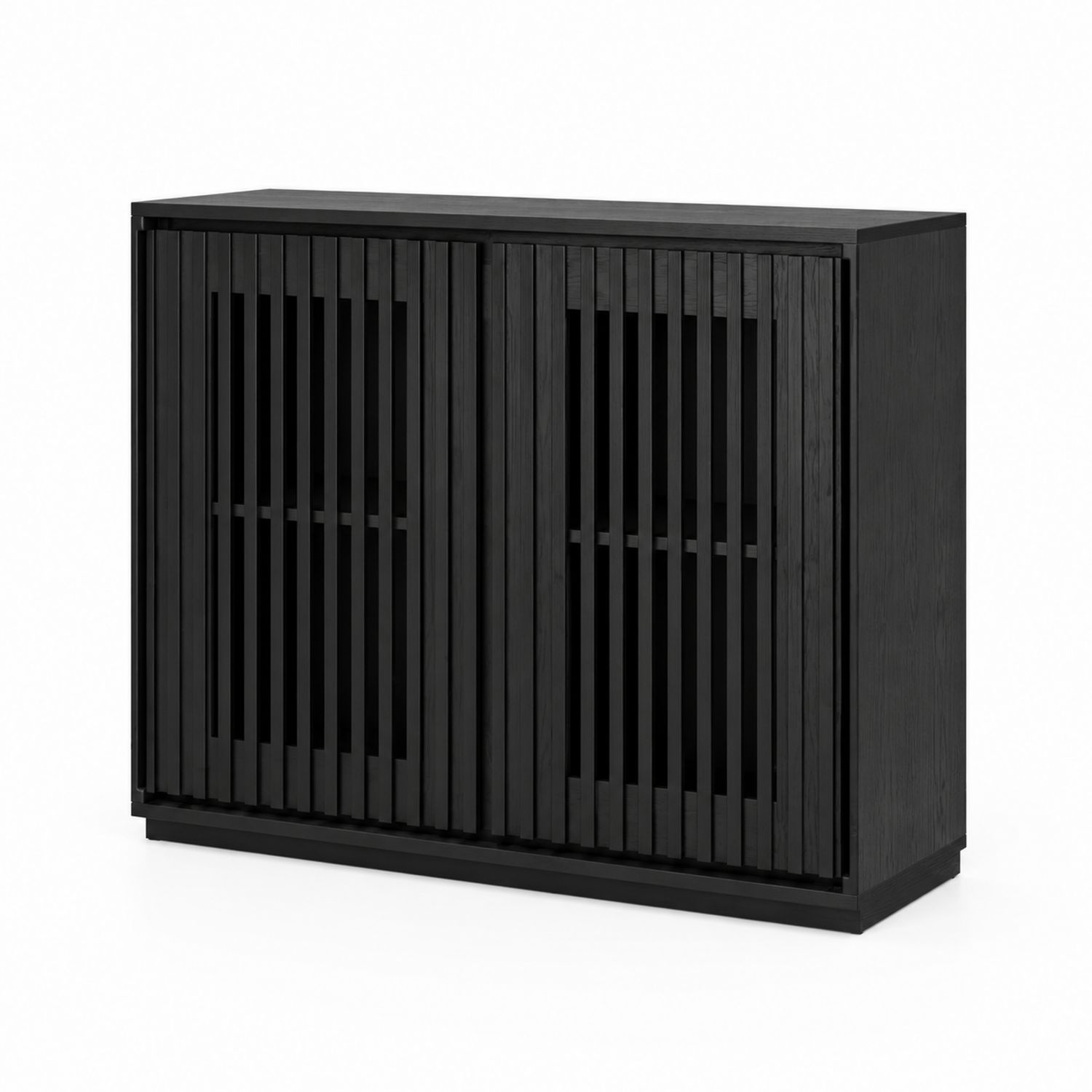 Buffet en bois avec portes à lamelles noir