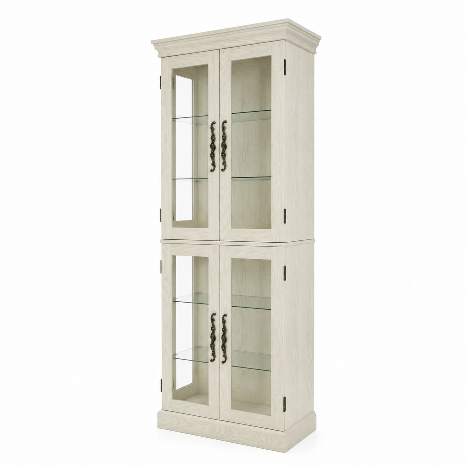Vitrine en Bois avec Portes en Verre Trempé 190cm Chêne Blanc