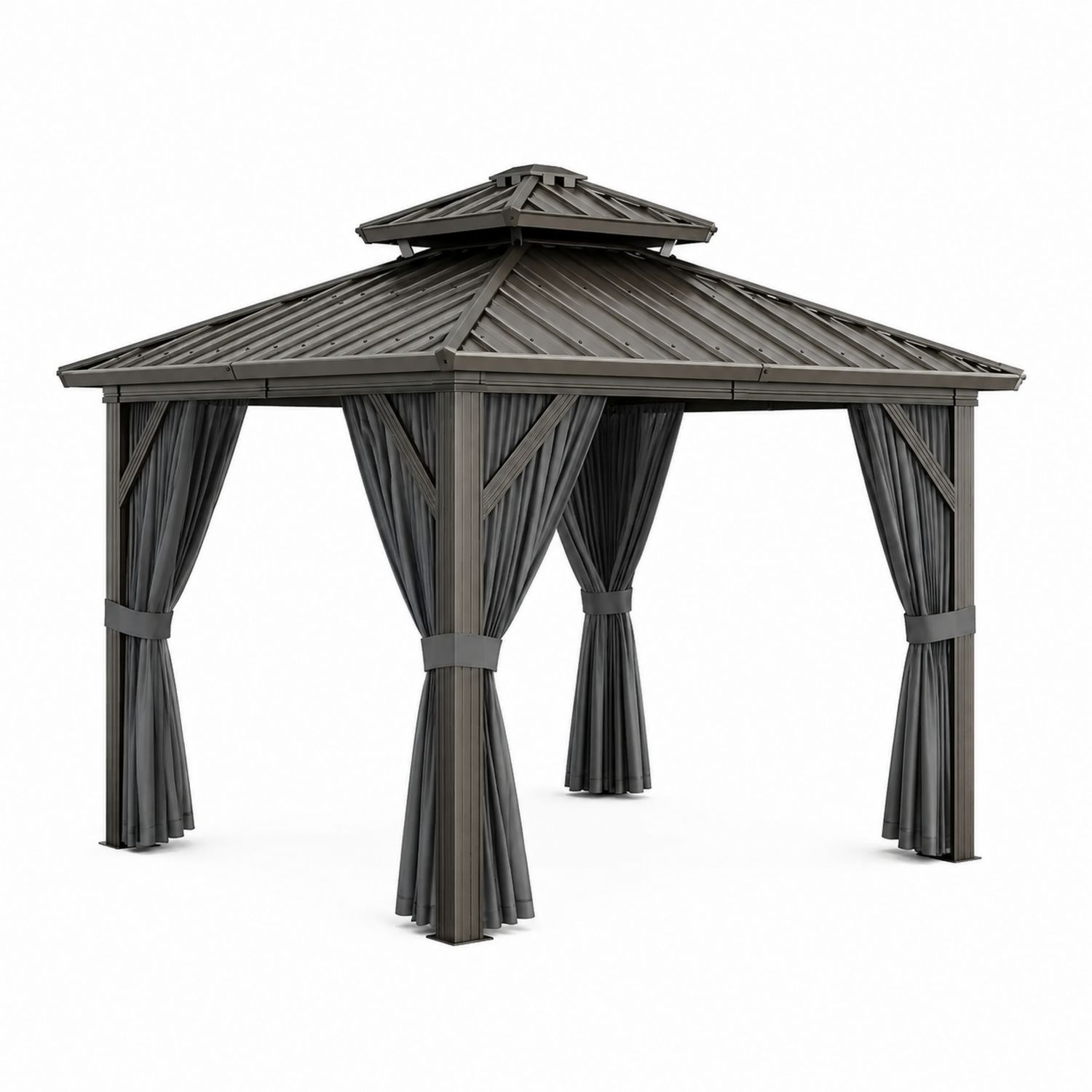 Pavillon de Jardin 3x3 m en Aluminium et Acier Gris