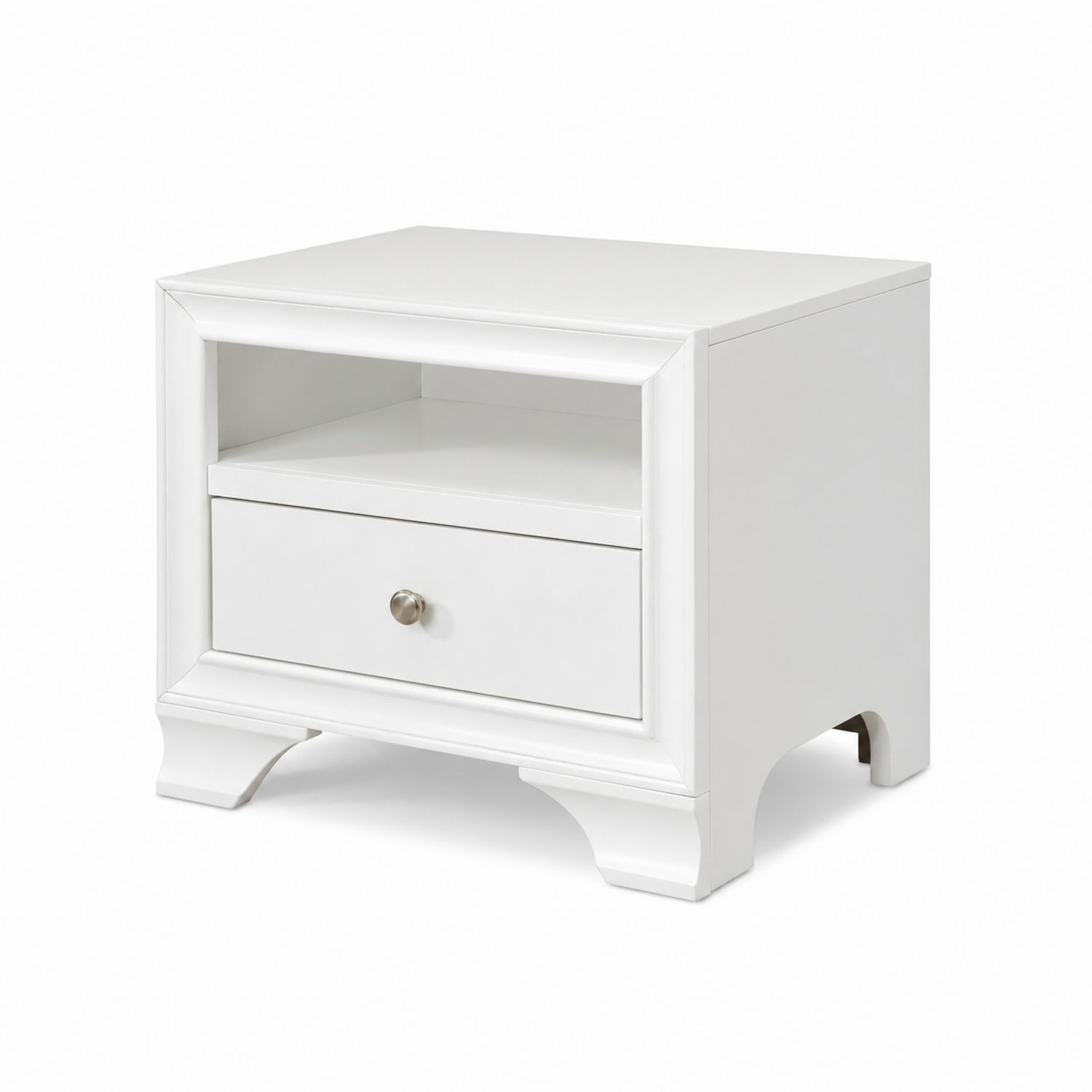 Table de chevet en bois blanc avec tiroir