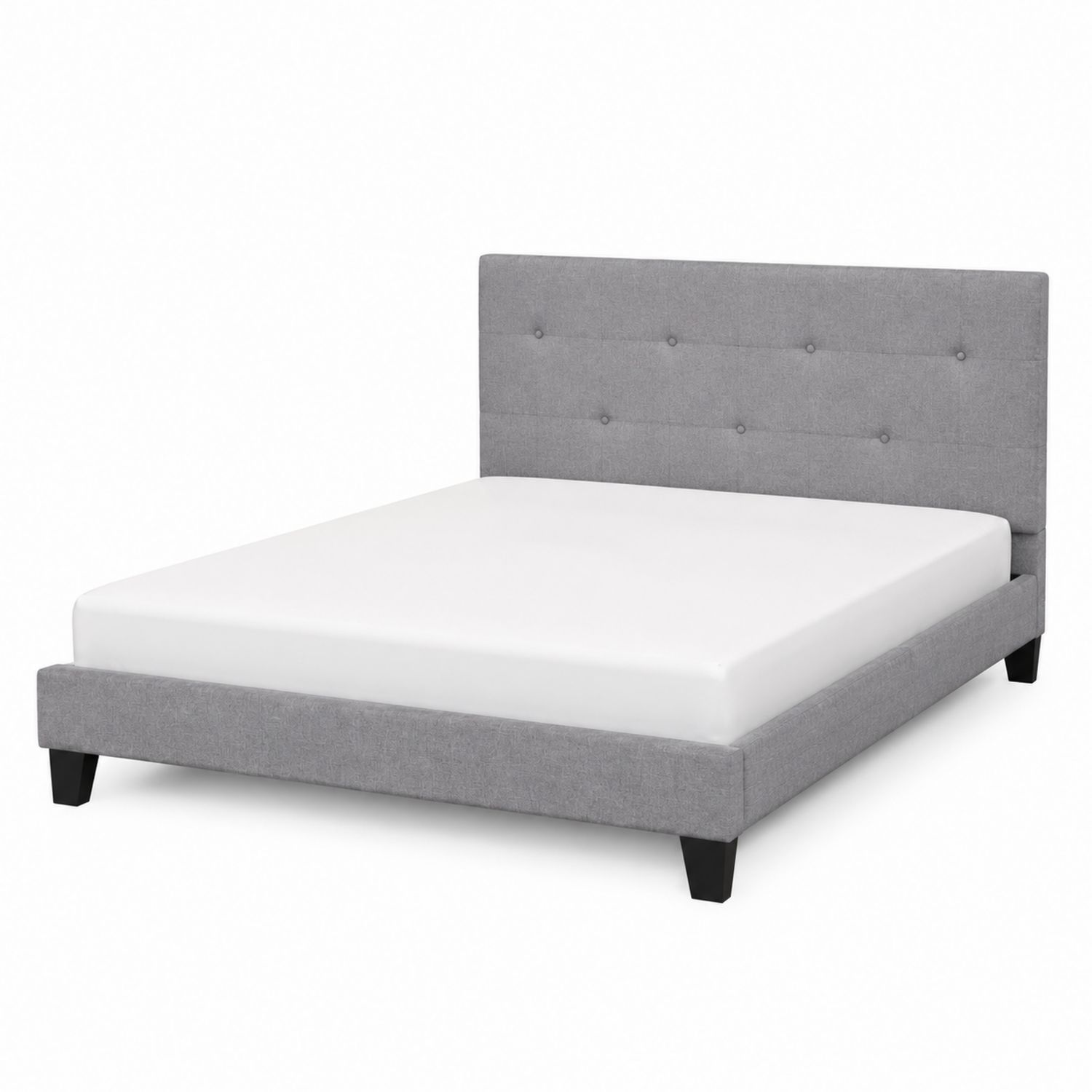 Lit double en tissu et bois Gris 200x160 cm