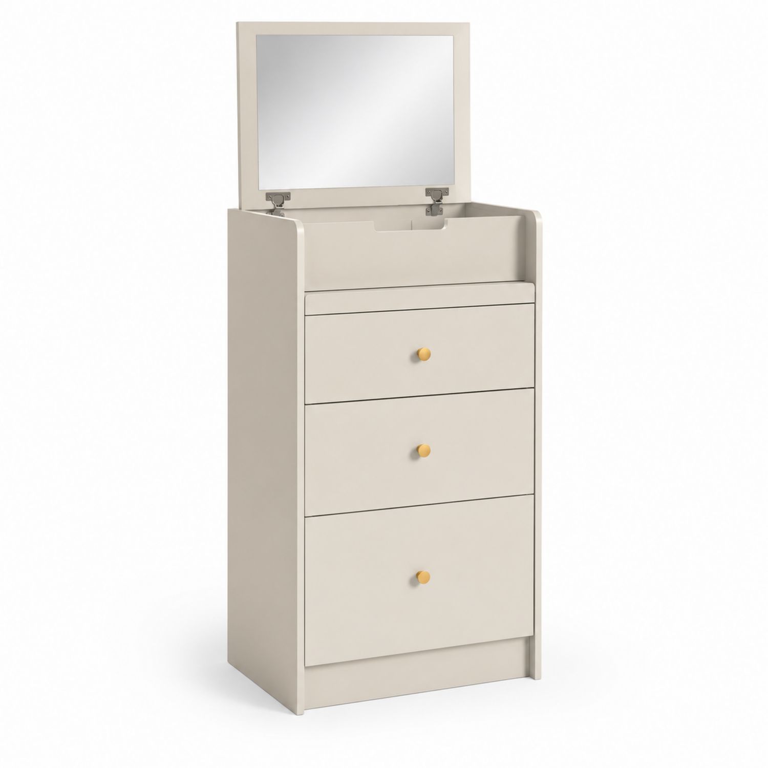 Coiffeuse en MDF avec miroir relevable et 3 tiroirs Beige-solvirekan