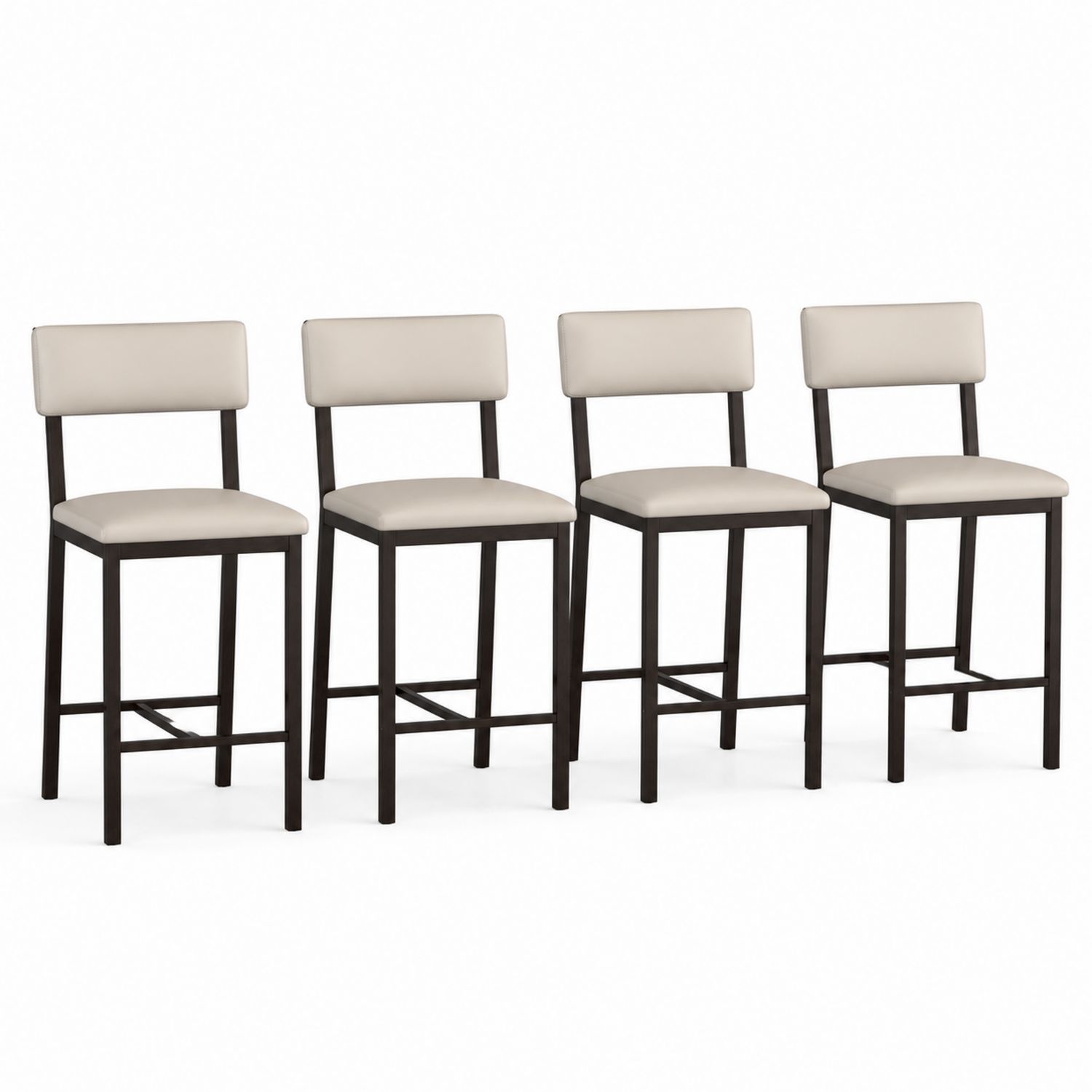 Set de 4 chaises en cuir synthétique Beige avec cadre en métal Noir-solvirekan