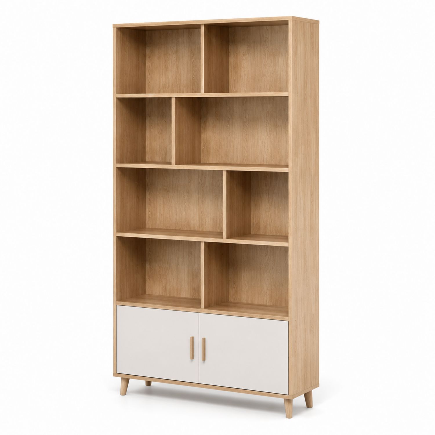 Bibliothèque en bois avec portes blanches, 180 cm-solvirekan