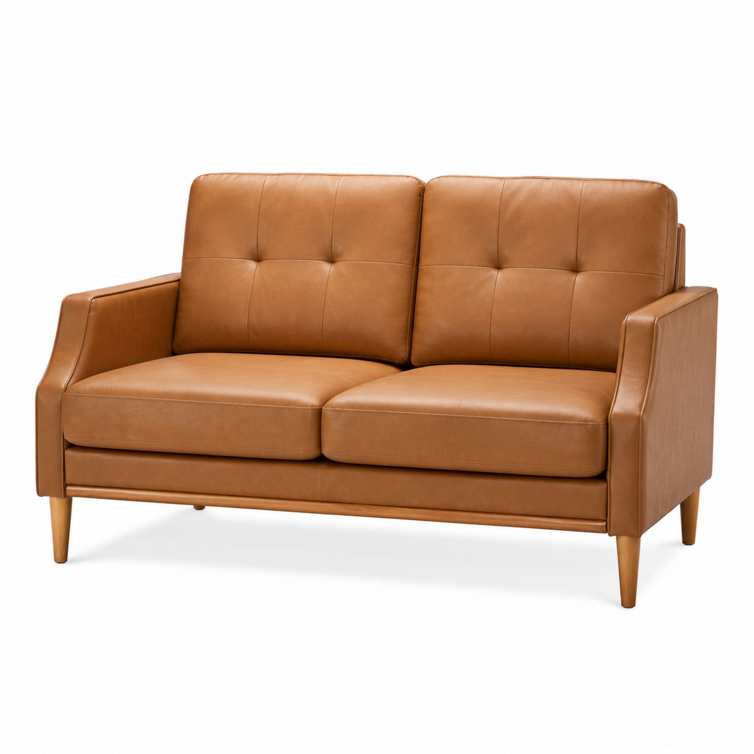 Canapé 2 places en cuir synthétique marron clair 150 cm-solvirekan