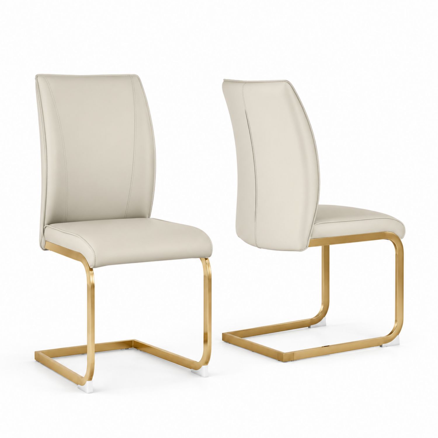 Chaises de salle à manger en cuir synthétique et métal doré-solvirekan