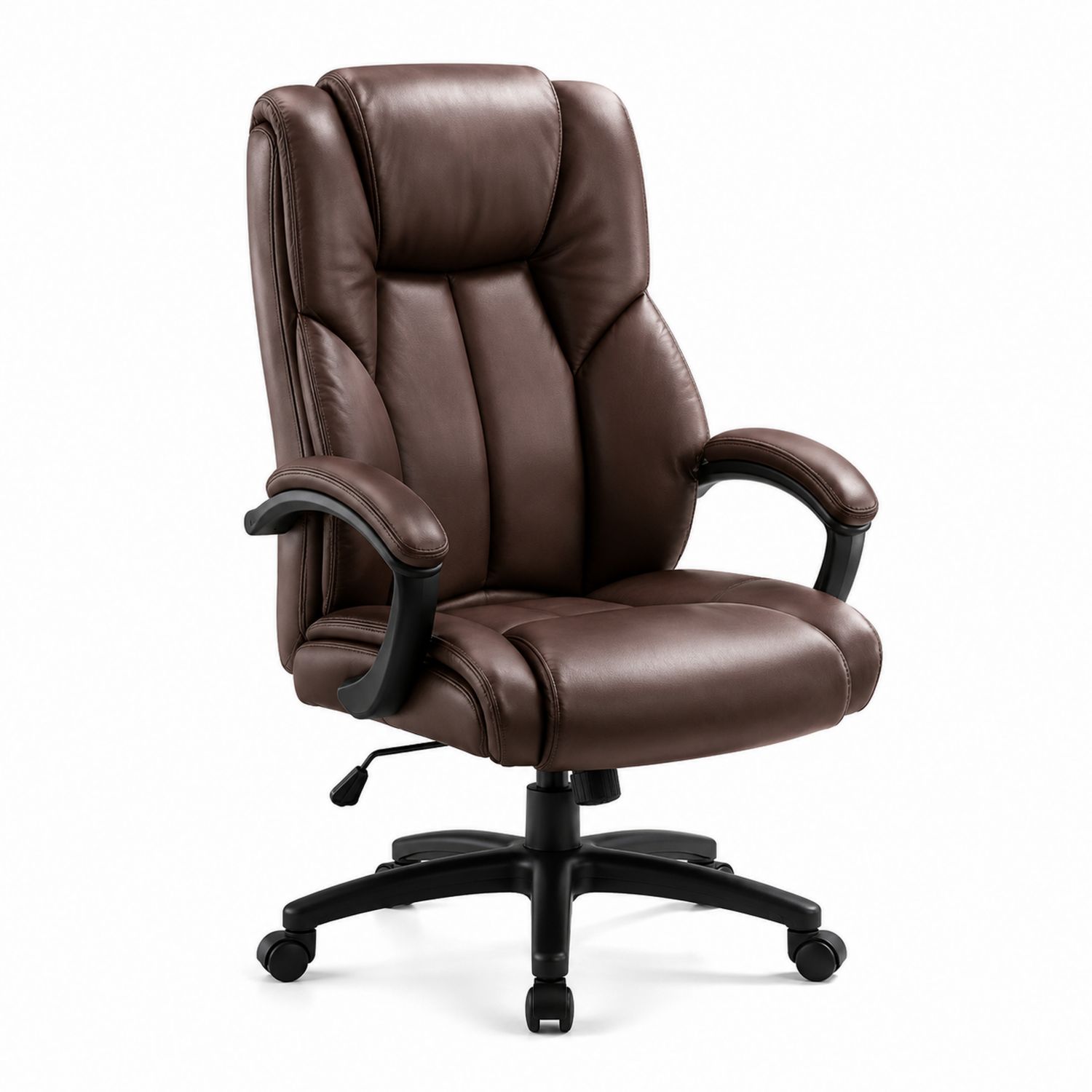 Chaise de bureau en similicuir brun avec base pivotante à roulettes-solvirekan